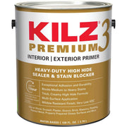 KILZ 3 Premium Water-Base Interior/Exterior Sealer Stain Blocking Primer, White, 1 Gal.