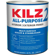 KILZ 2 Latex Interior/Exterior Sealer Stain Blocking Primer, White, 1 Qt.