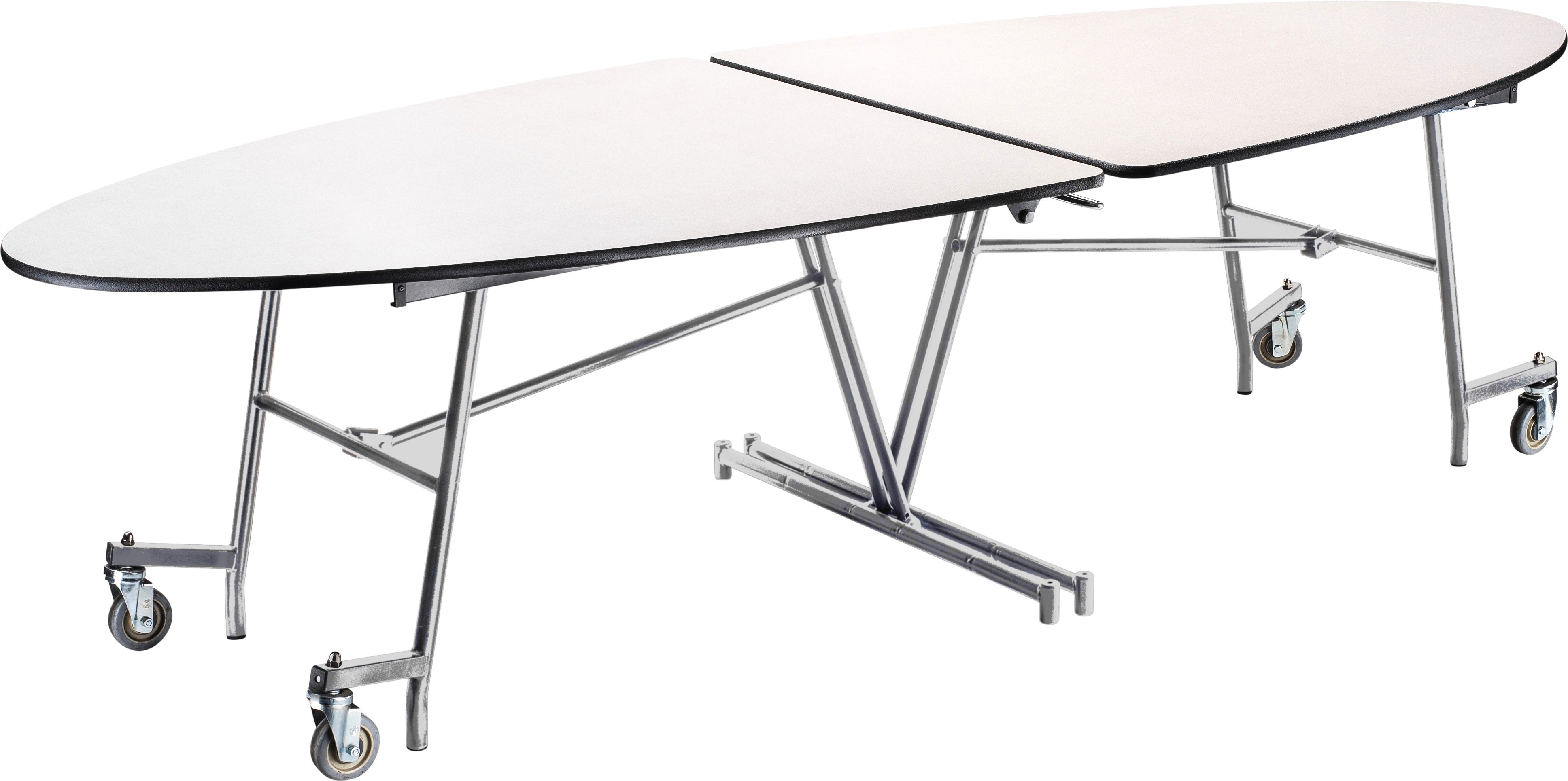 NPS® Mobile Cafeteria Table, 10' Elliptical, Plywood Core, Edge Type: ProtectEdge, Frame Type: Chrome (Specify Laminate Color and Height)