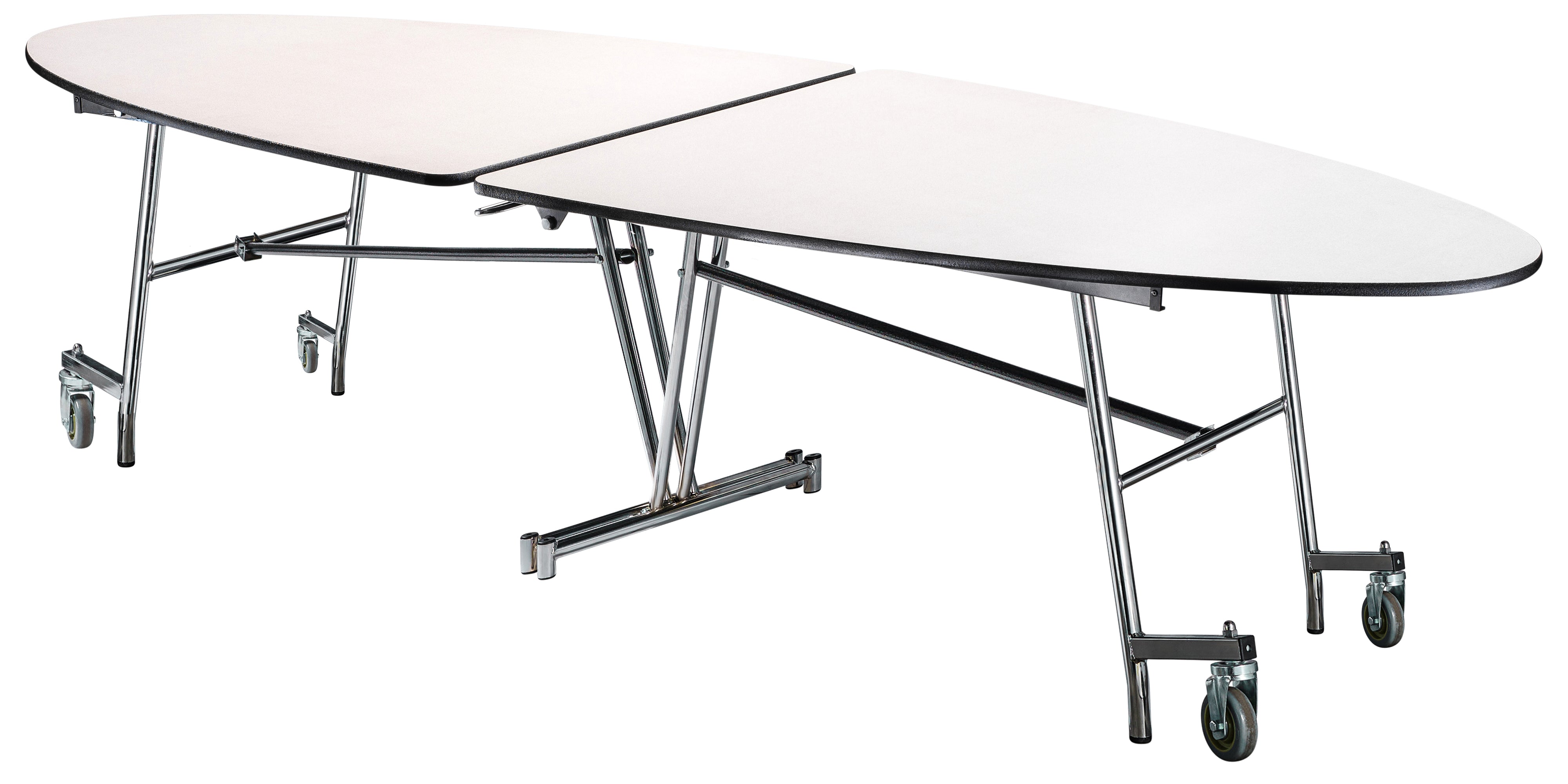 NPS® Mobile Cafeteria Table, 10' Elliptical, Plywood Core, Edge Type: ProtectEdge, Frame Type: Chrome (Specify Laminate Color and Height)