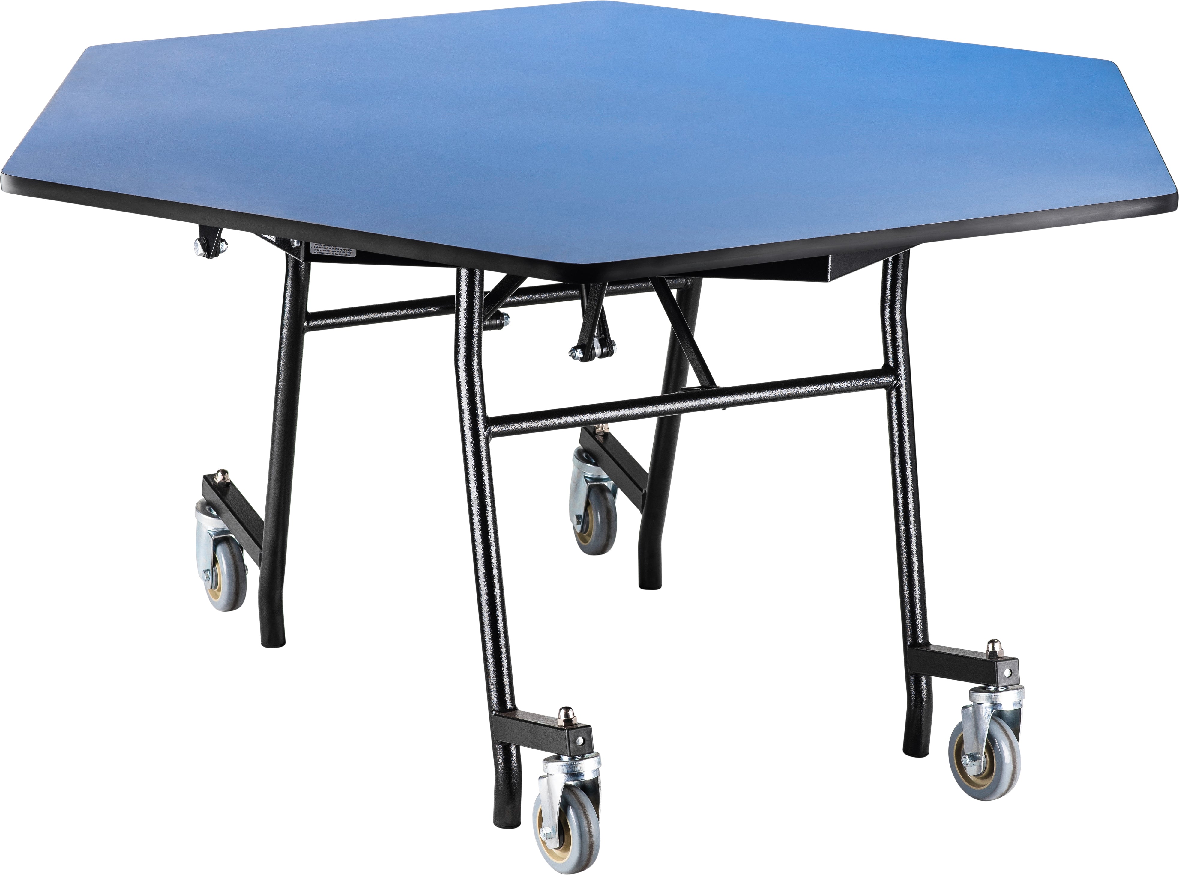 NPS® Mobile EasyFold Table, 48" Hexagon, Plywood Core, Edge Type: ProtectEdge, Frame Type: Chrome (Specify Laminate Color and Height)