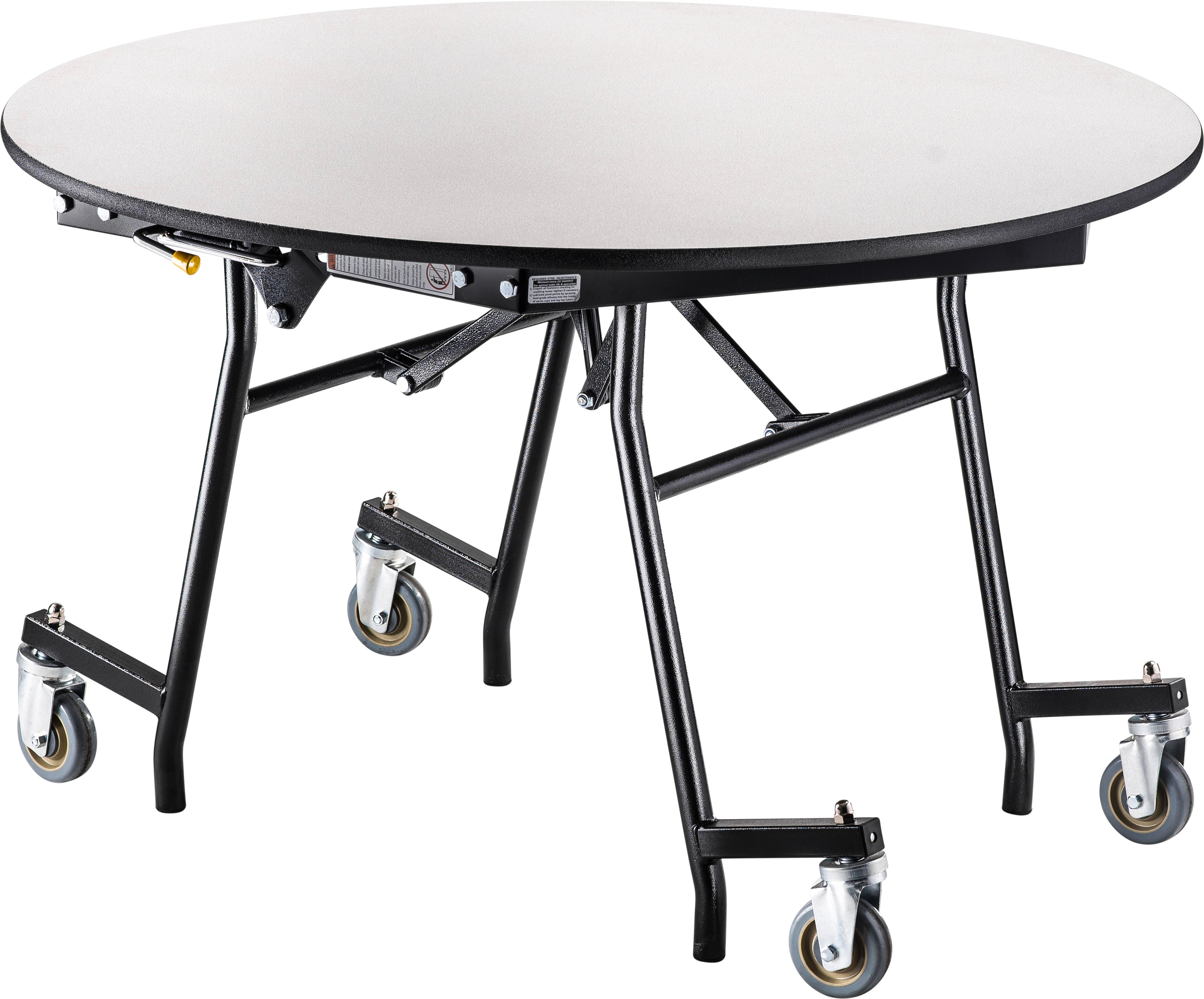 NPS® Mobile EasyFold Table, 48" Round, MDF Core, Edge Type: ProtectEdge, Frame Type: Chrome (Specify Laminate Color and Height)