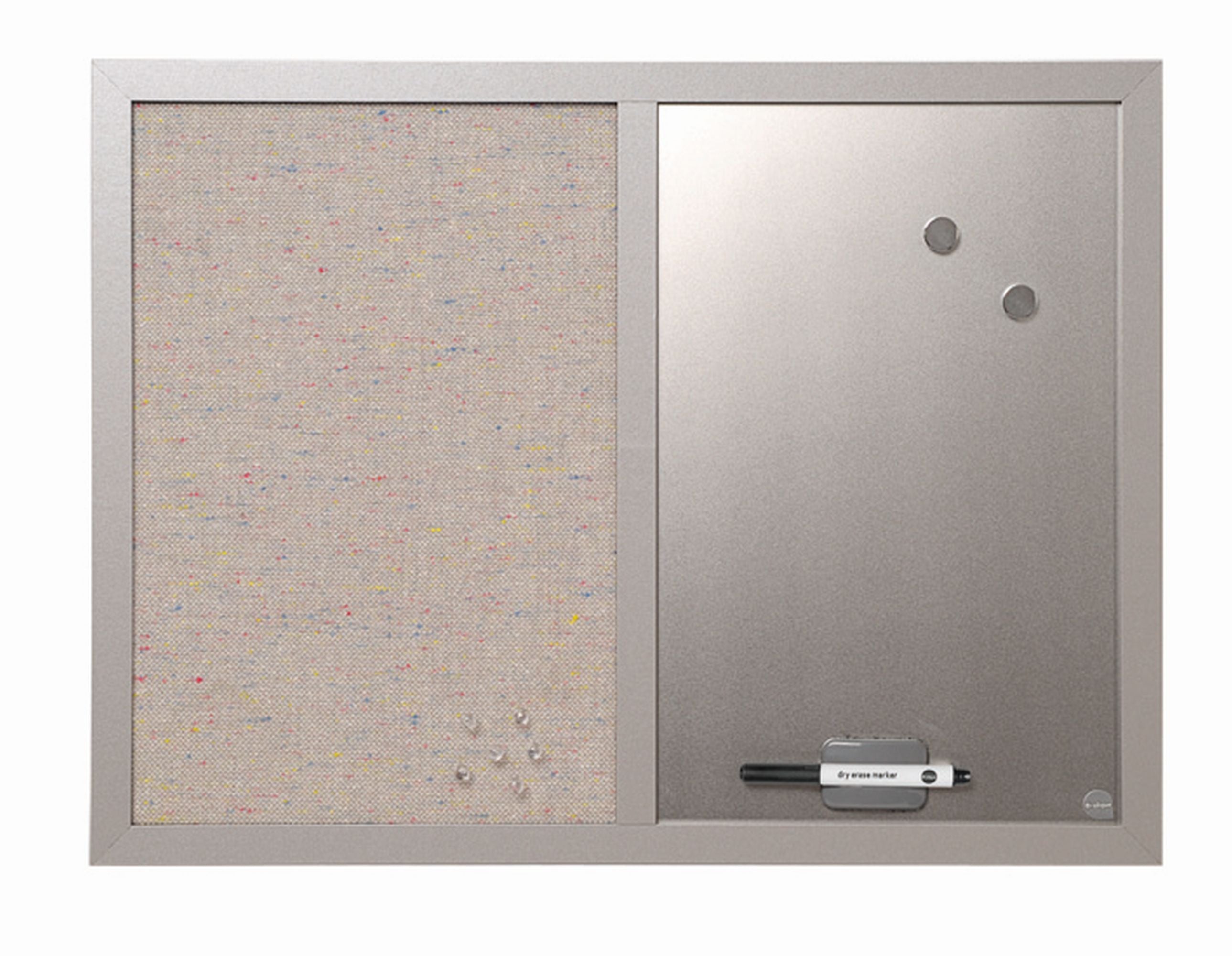MasterVision Combo Silver Dry Erase & Gray Fabric Bulletin Board 18x24" Gray Frame