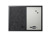 MasterVision Combo Silver Dry Erase & Black Fabric Bulletin Board 18x24" Black Frame