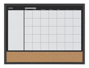 MasterVision3-in-1 Combo Planner Dry Erase & Natural Cork  Board 18x24" Black Frame