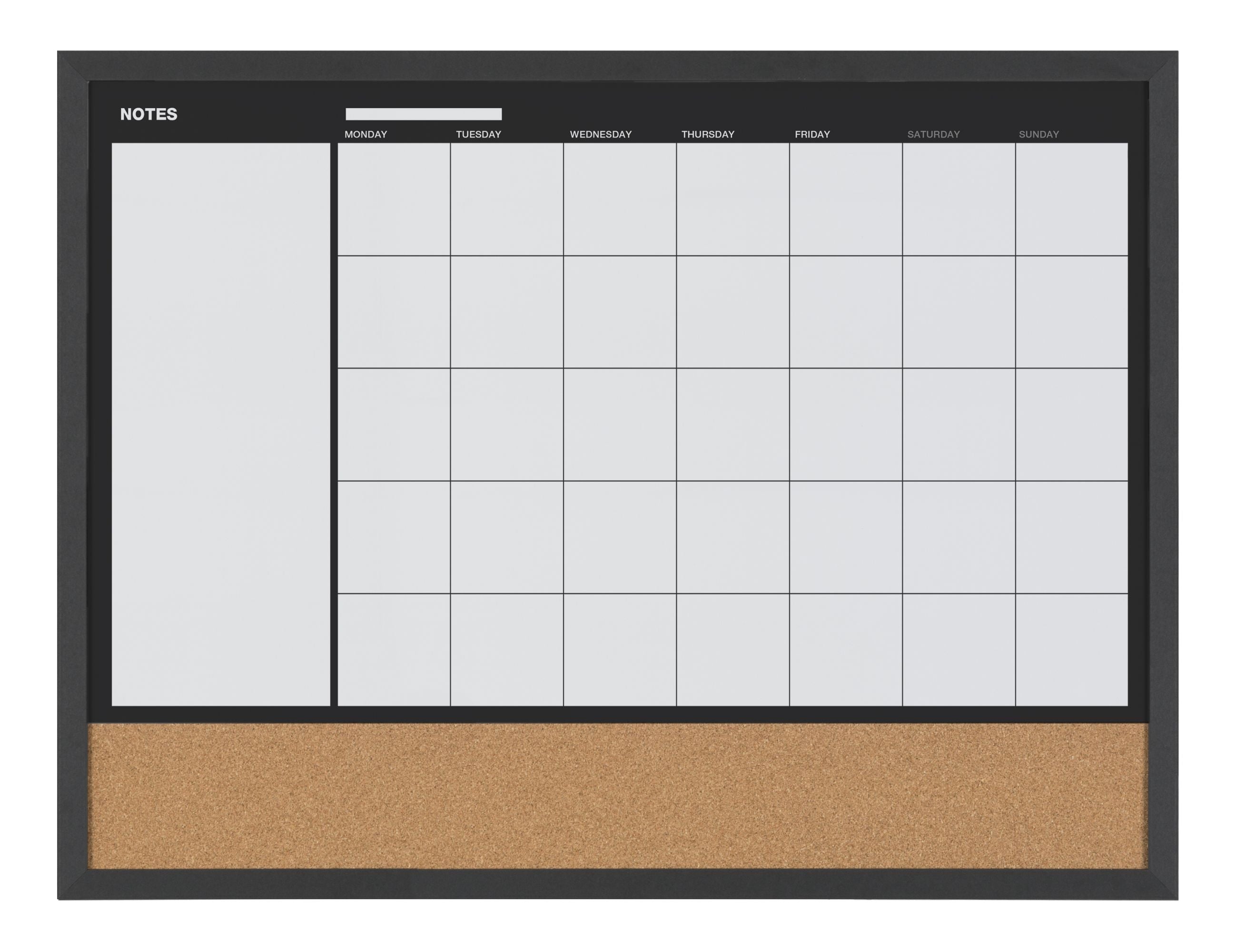 MasterVision3-in-1 Combo Planner Dry Erase & Natural Cork  Board 18x24" Black Frame