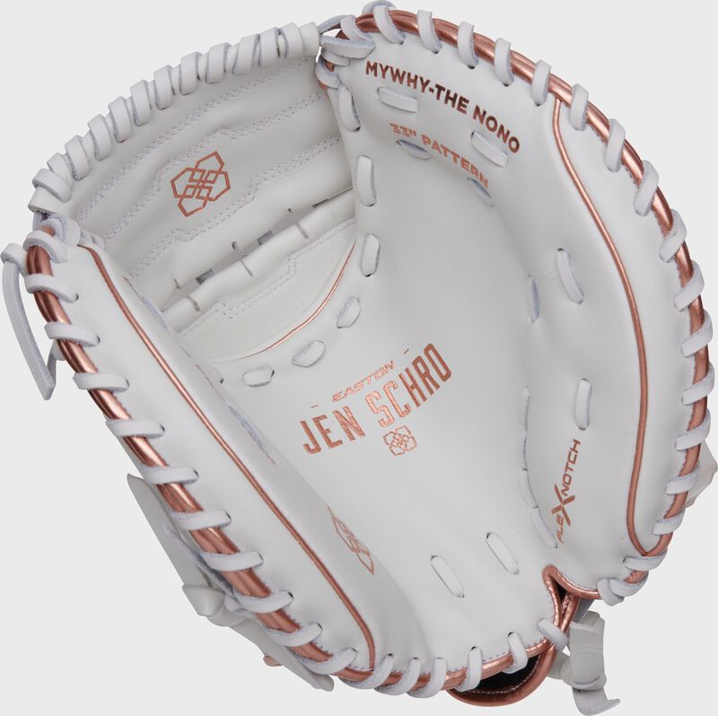 Easton Elite Series Jen Schroeder Catchers Mitt 33-Inch Softball Glove - Left Hand Thrower - White