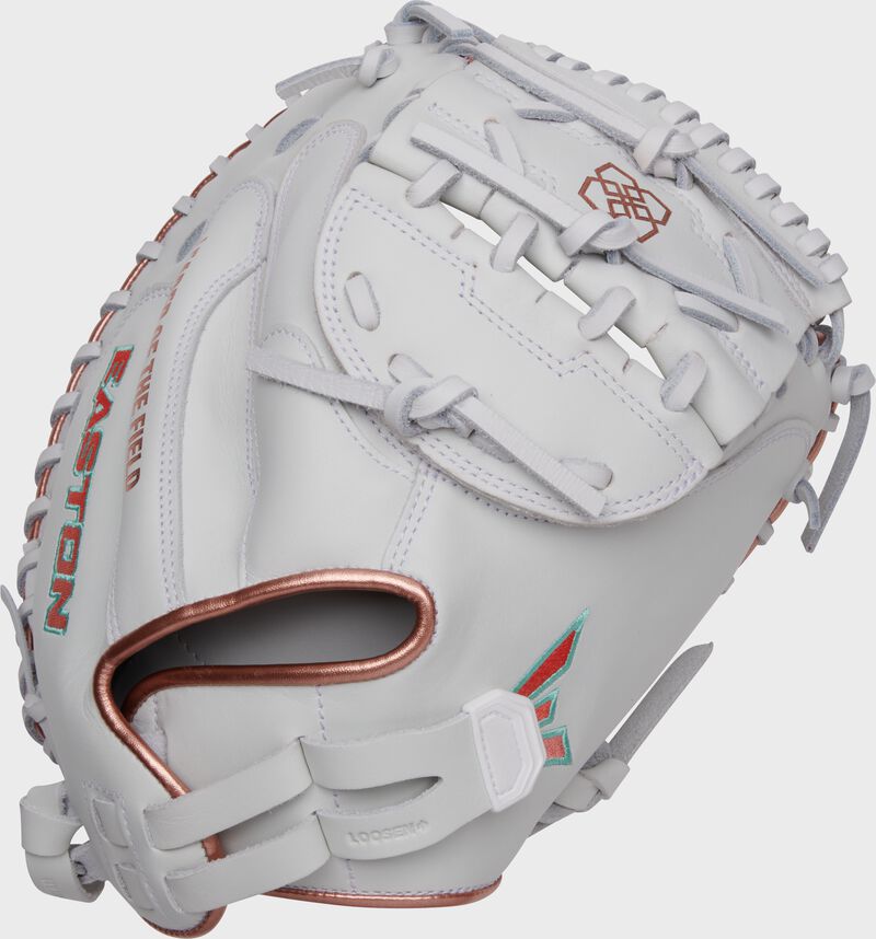 Easton Elite Series Jen Schroeder Catchers Mitt 33-Inch Softball Glove - Left Hand Thrower - White