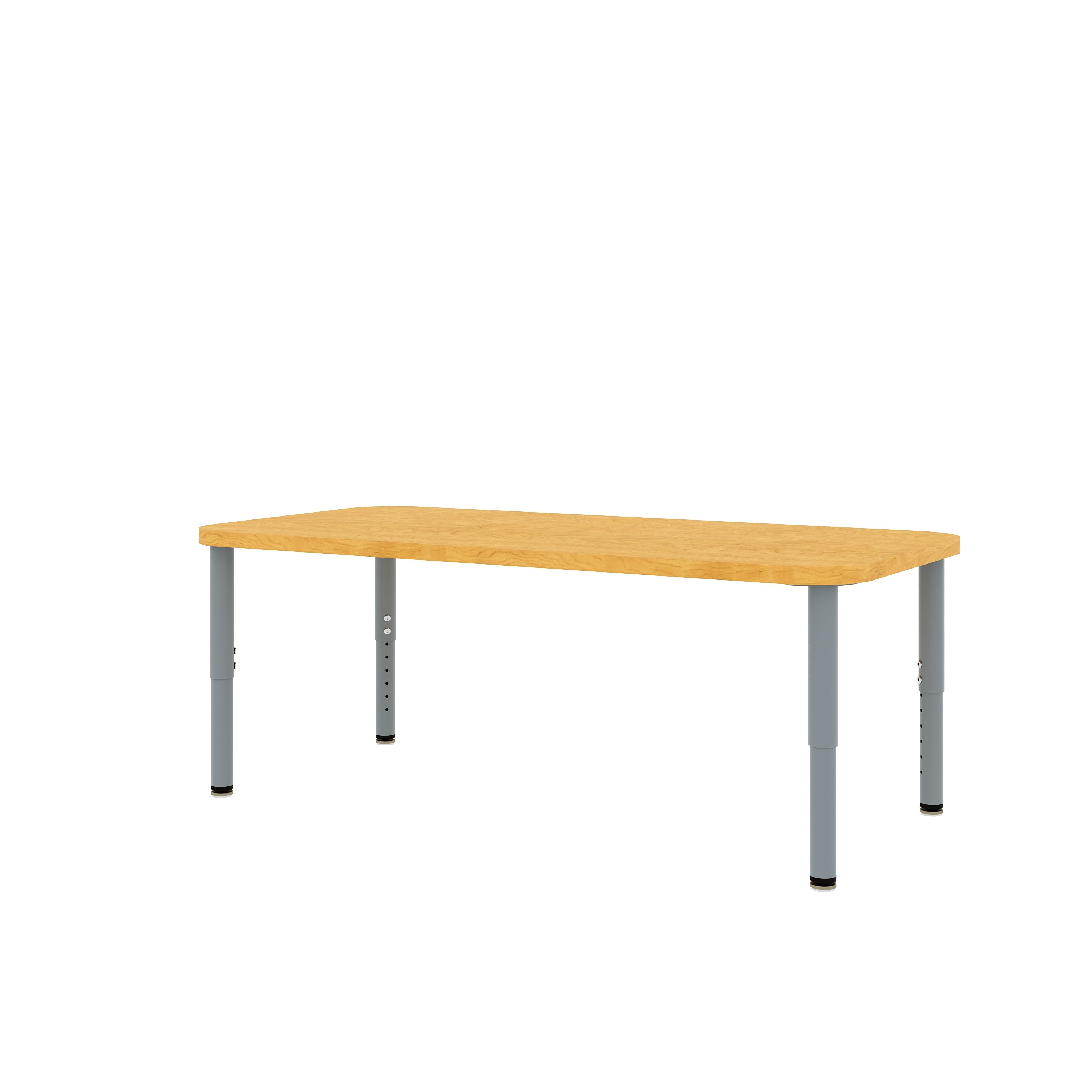 Rectangular Table, Adjustable Height Legs, Table Top Height Range 21" to 30", Ready-To-Assemble, Maple/Maple, 21-30"H x 48"W x 24"D