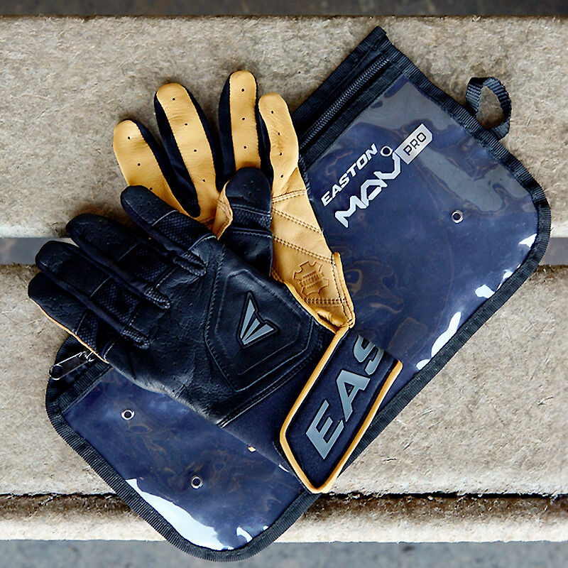 Easton Adult Mav Pro Locked In Baseball Batting Gloves - 2Xl - Caramel/Black