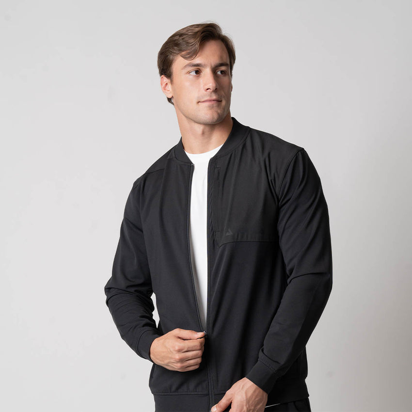 Men's Warm Up Full Zip Jacket (Black) - XXL
