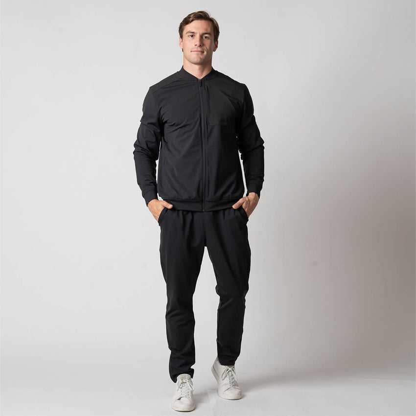 Men's Warm Up Full Zip Jacket (Black) - M