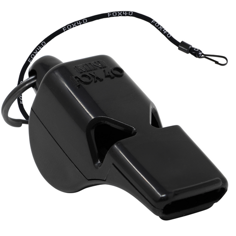 Mini Official W/ 9" Lanyard Whistle - BLACK