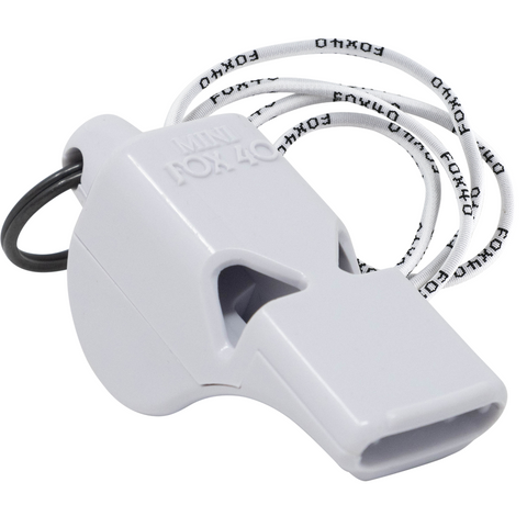 Mini Safety W/ Breakaway Lanyard Whistle - WHITE