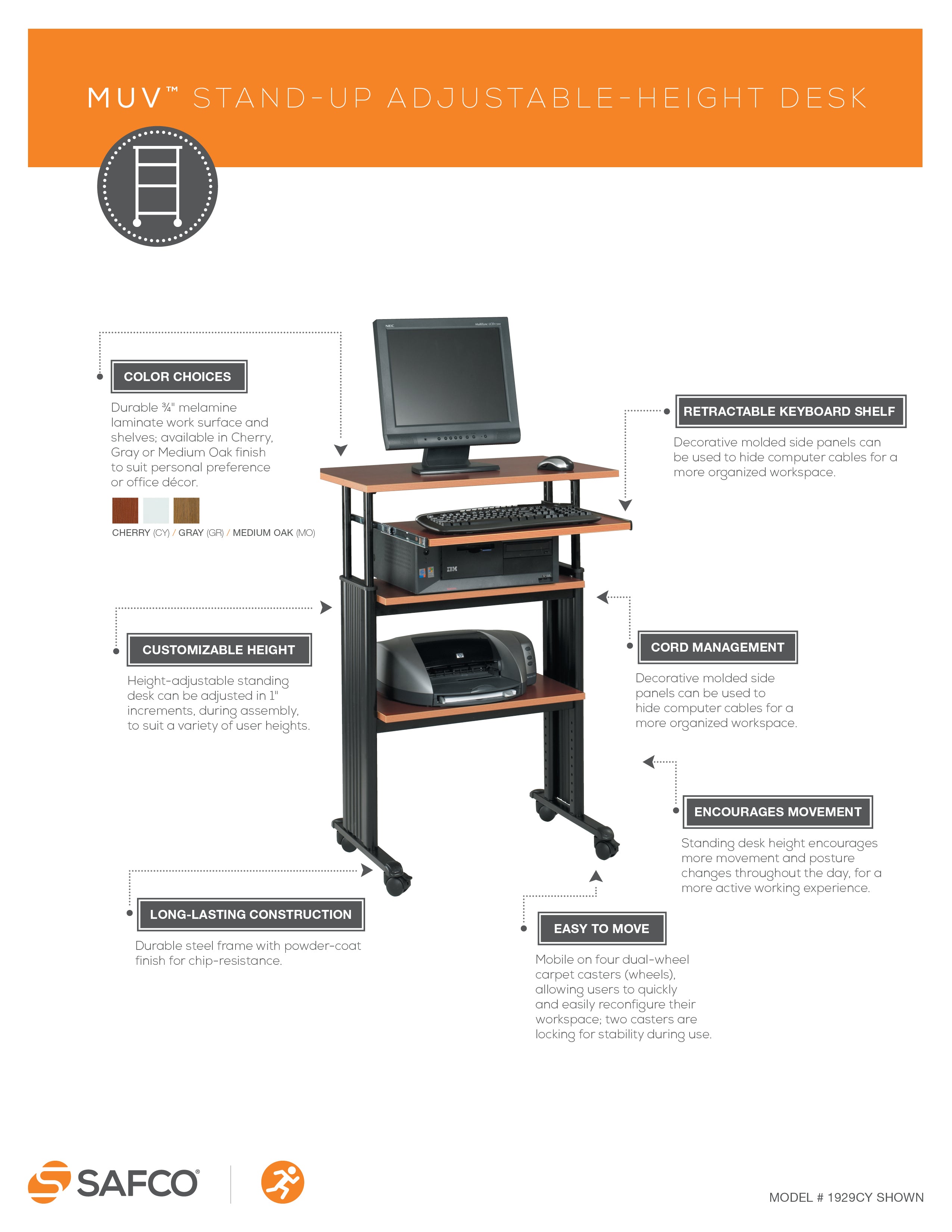 Workstation Muv 28W Adj Ht Chy