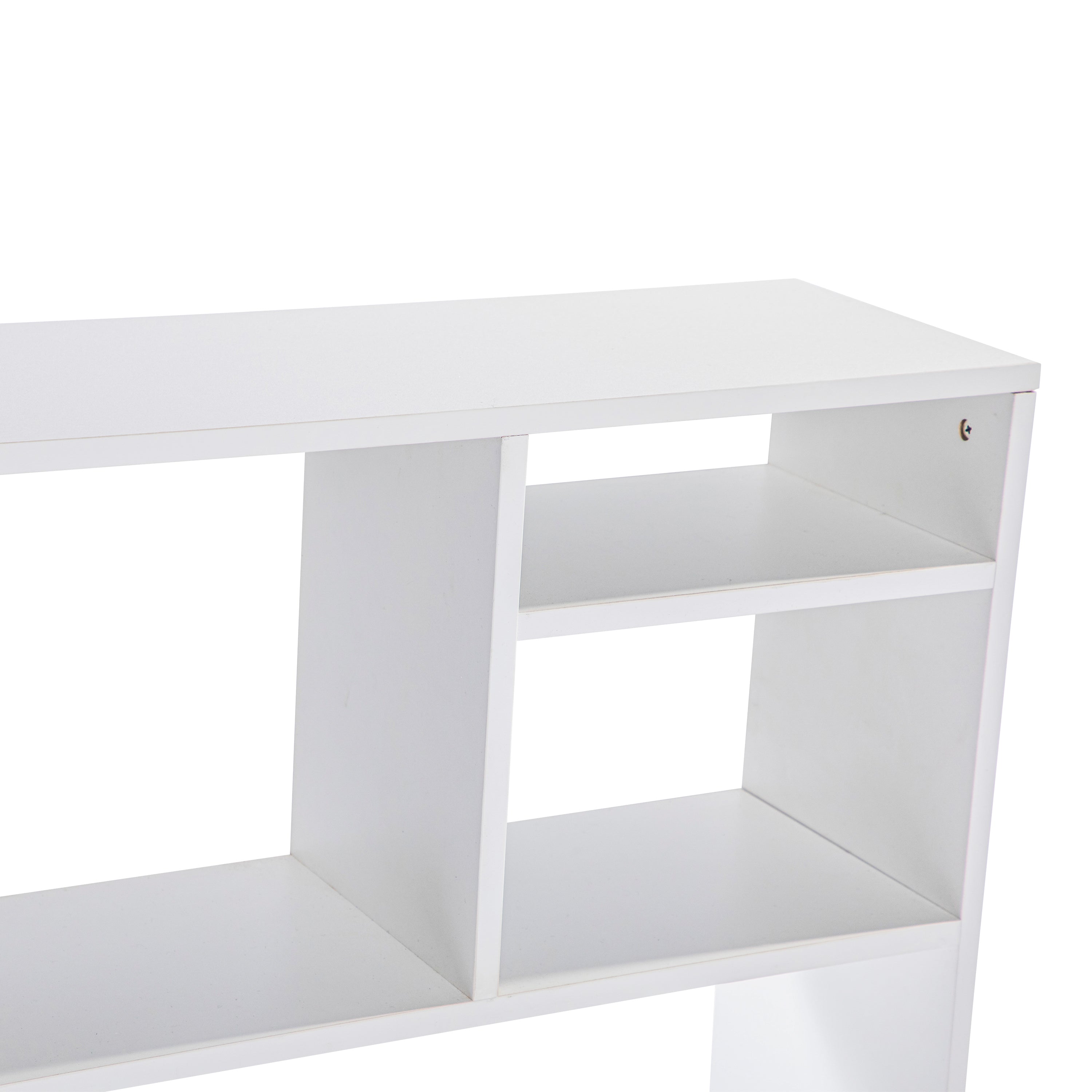 Lotus Desktop Bookshelf Storage Organizer with Multiple Cubbies in White
