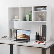 Lotus Desktop Bookshelf Storage Organizer with Multiple Cubbies in White