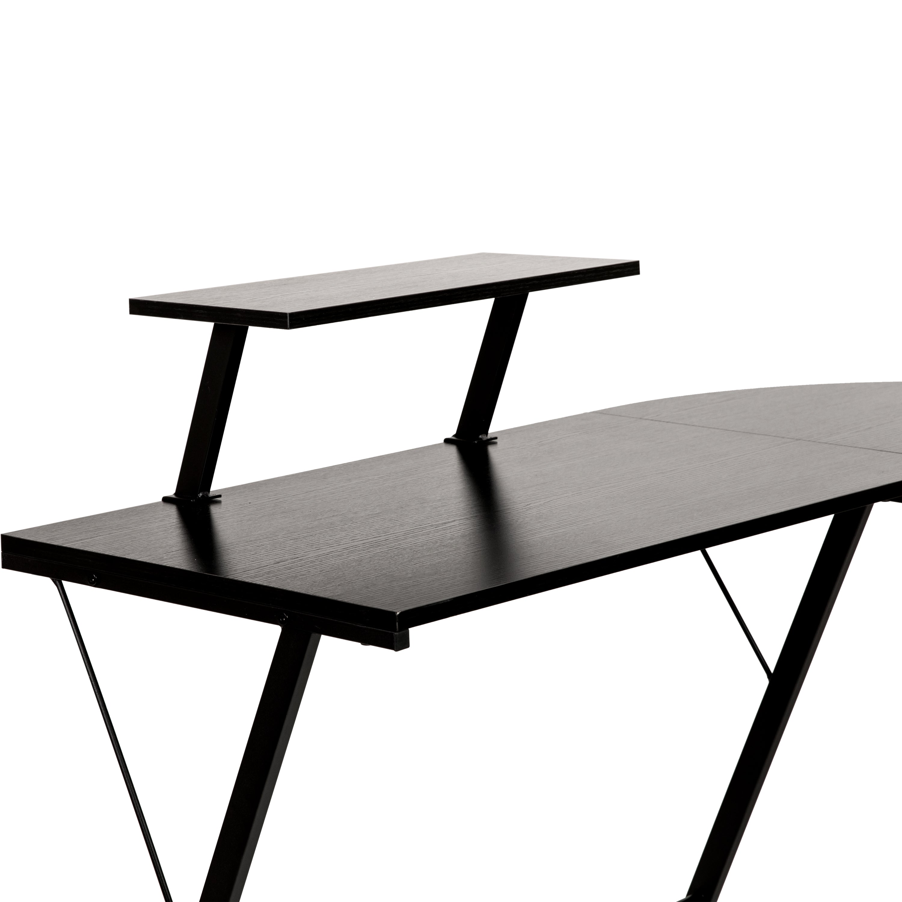 Ginny L-Shaped Desk 71.5" Computer Corner Desk, Home Office Corner Desk, Gaming Desk, Space Saving, Easy to Assemble, Black/Black