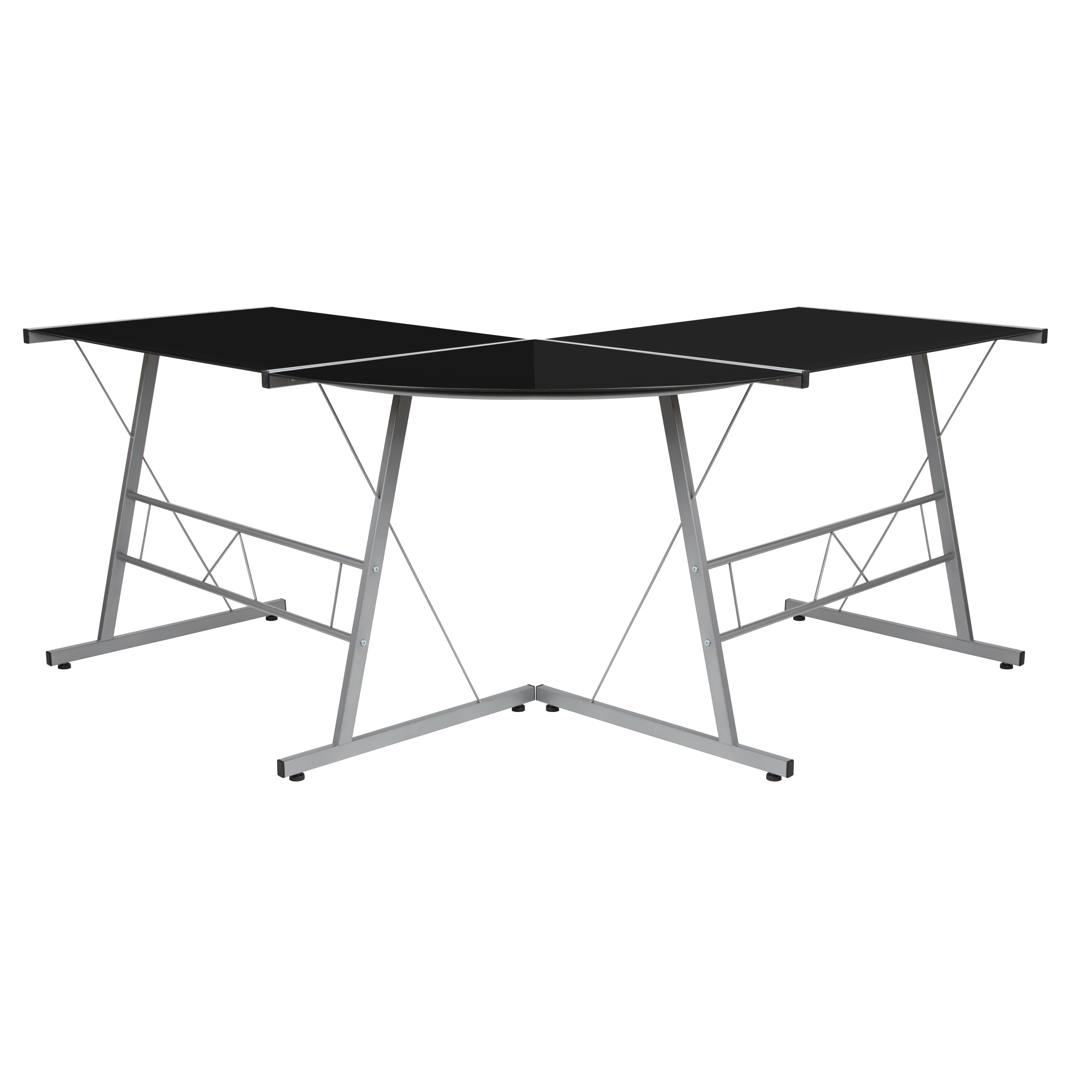 Ginny L-Shaped Desk 83.5" Computer Corner Desk, Gaming Corner Desk, Home Office Corner Desk, Gaming Desk, Easy to Assemble, Black