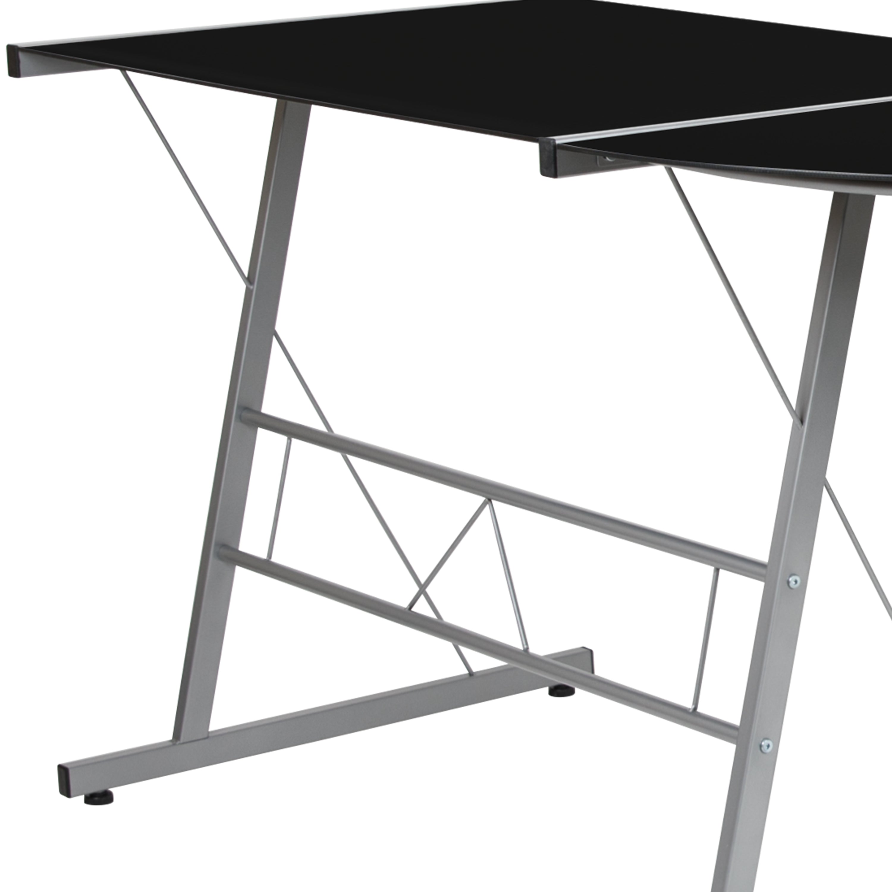 Ginny L-Shaped Desk 83.5" Computer Corner Desk, Gaming Corner Desk, Home Office Corner Desk, Gaming Desk, Easy to Assemble, Black
