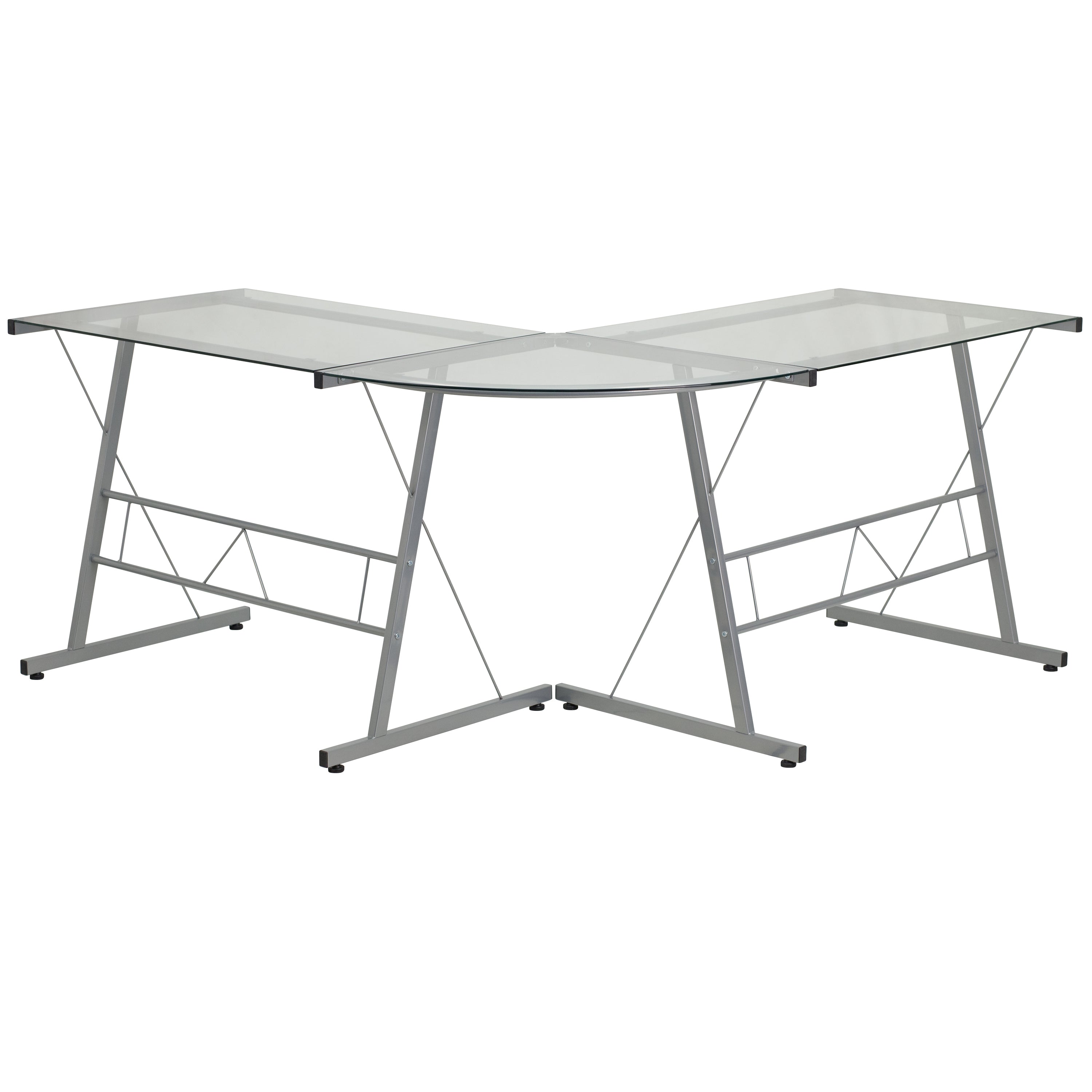Ginny L-Shaped Desk 83.5" Computer Corner Desk, Gaming Corner Desk, Home Office Corner Desk, Gaming Desk, Easy to Assemble, Clear