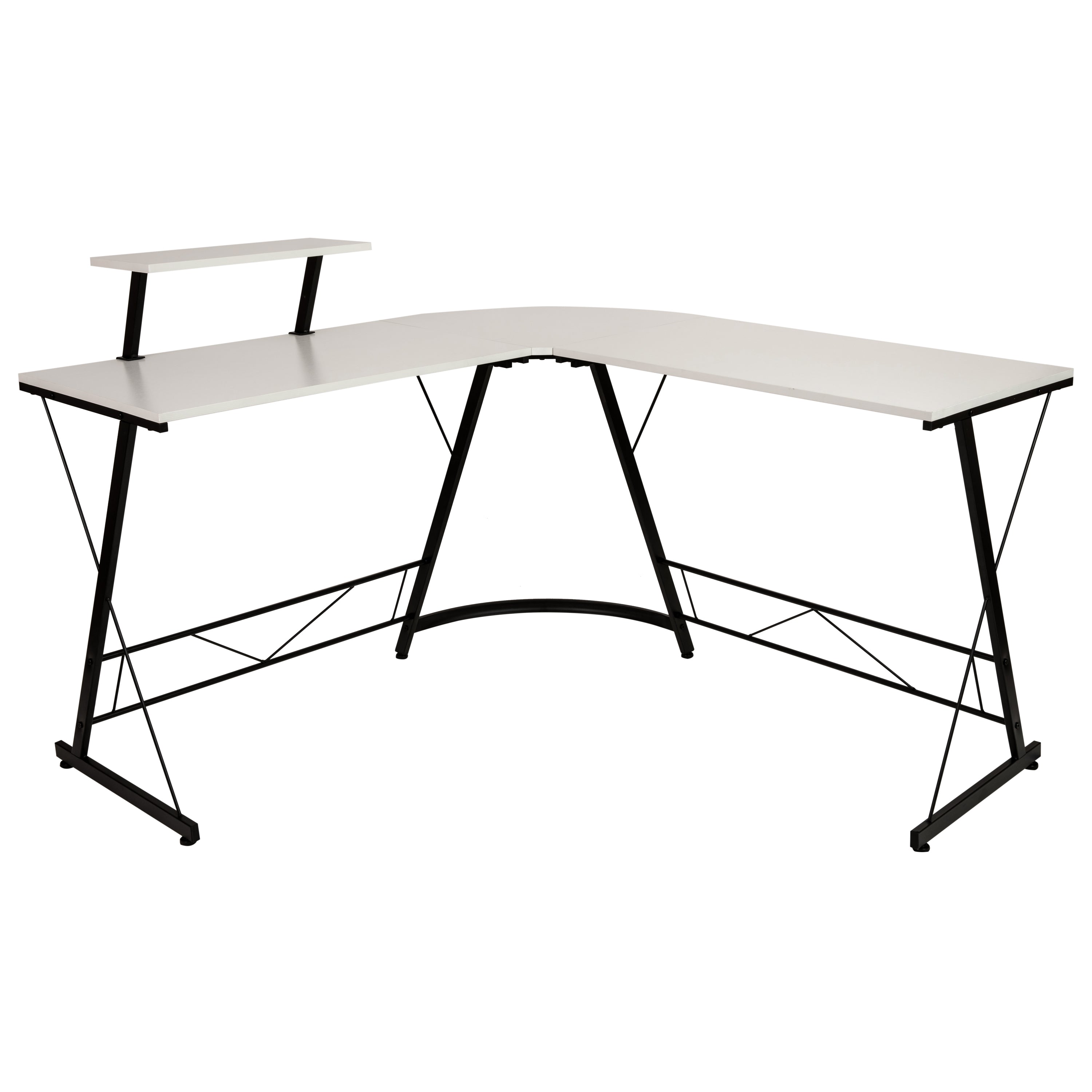 Ginny L-Shaped Desk 71.5" Computer Corner Desk, Home Office Corner Desk, Gaming Desk, Space Saving, Easy to Assemble, White/Black