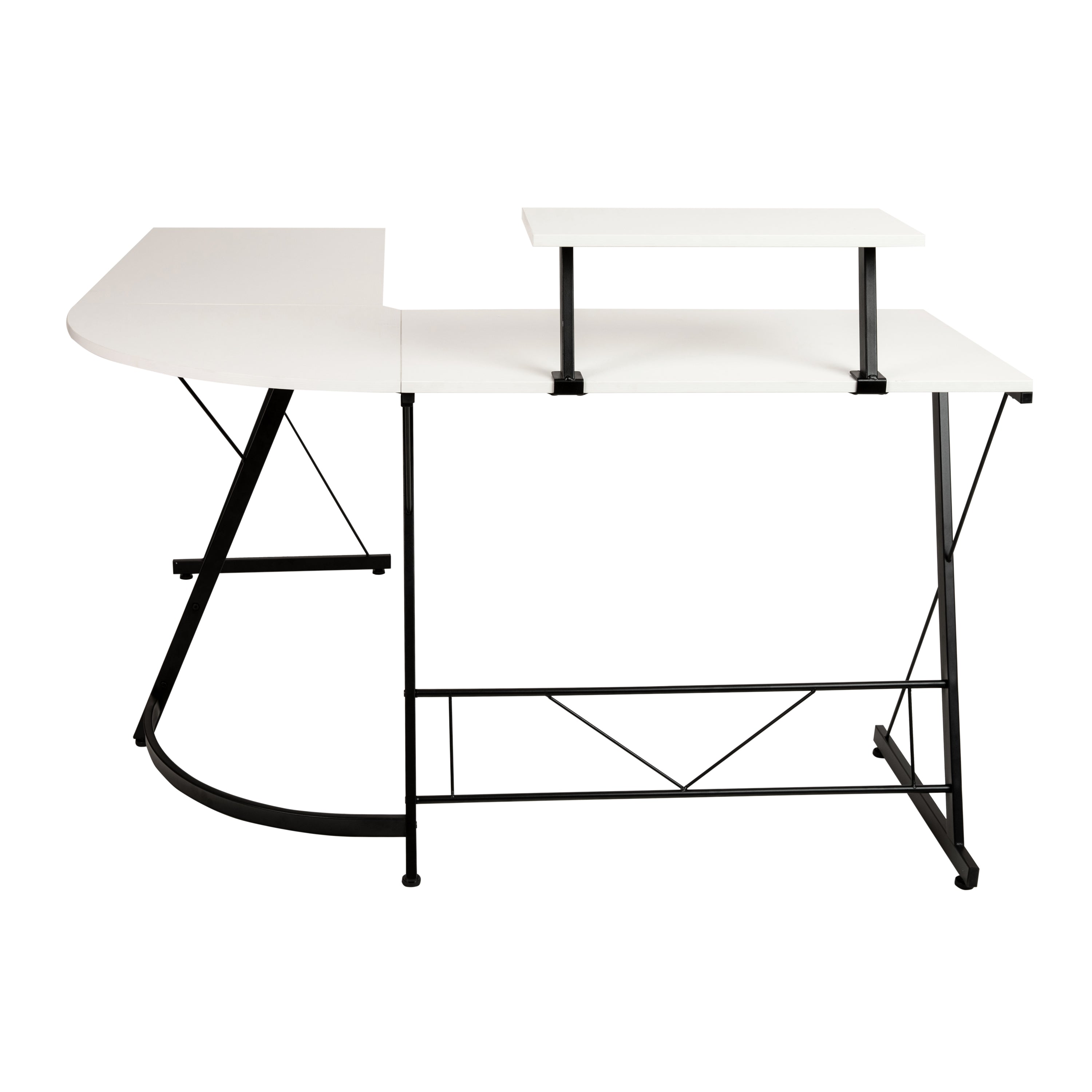 Ginny L-Shaped Desk 71.5" Computer Corner Desk, Home Office Corner Desk, Gaming Desk, Space Saving, Easy to Assemble, White/Black