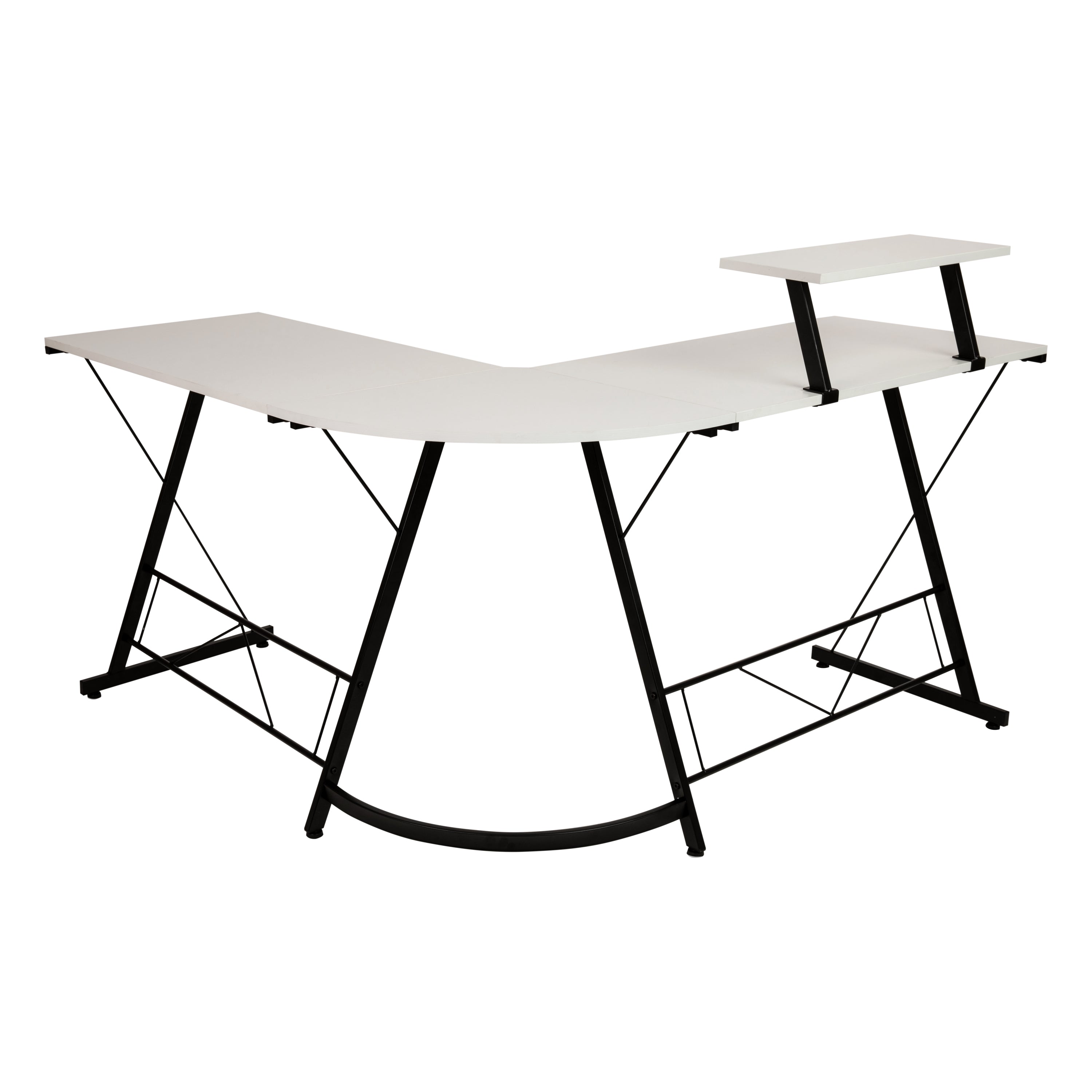 Ginny L-Shaped Desk 71.5" Computer Corner Desk, Home Office Corner Desk, Gaming Desk, Space Saving, Easy to Assemble, White/Black