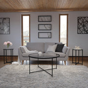 Greenwich Collection Coffee and End Table Set - Clear Glass Top with Matte Black Frame - 3 Piece Occasional Table Set