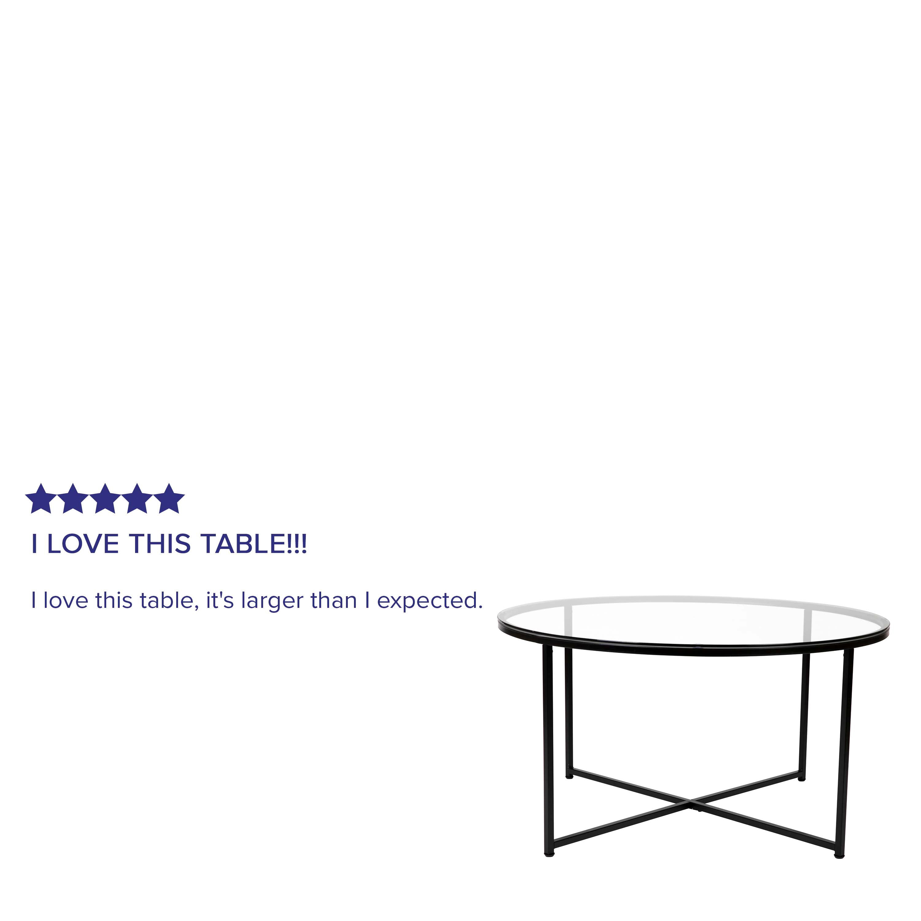 Greenwich Collection Coffee and End Table Set - Clear Glass Top with Matte Black Frame - 3 Piece Occasional Table Set