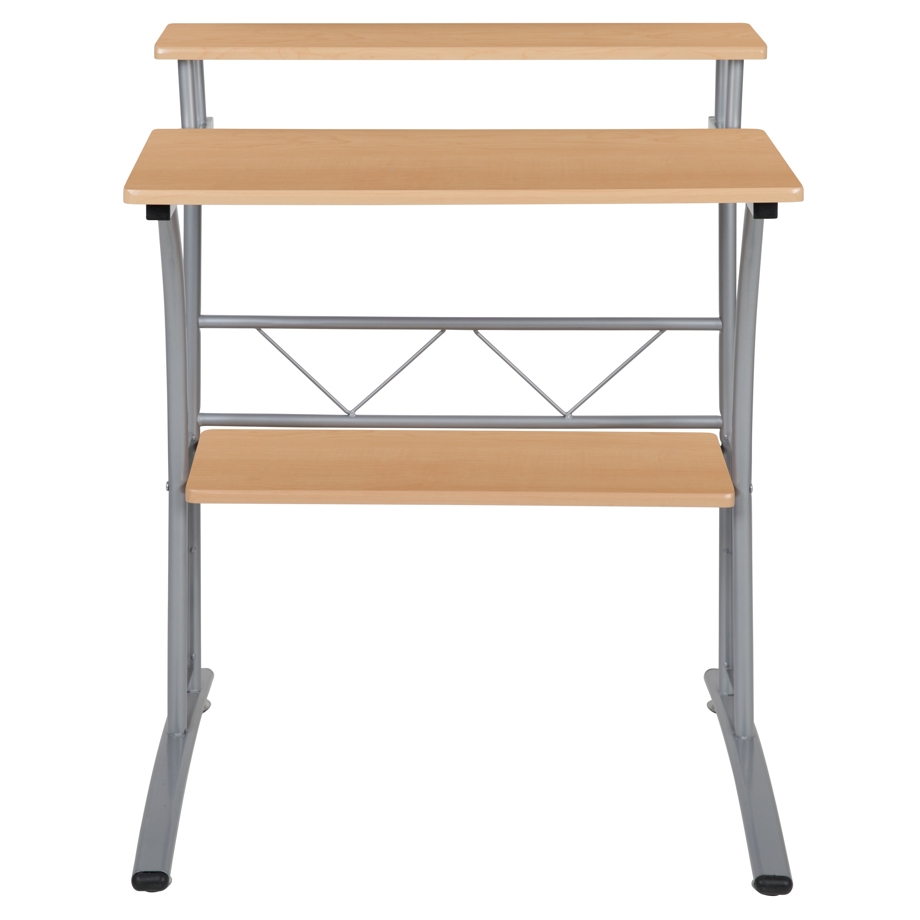 Clifton Maple Computer Desk with Top and Lower Storage Shelves