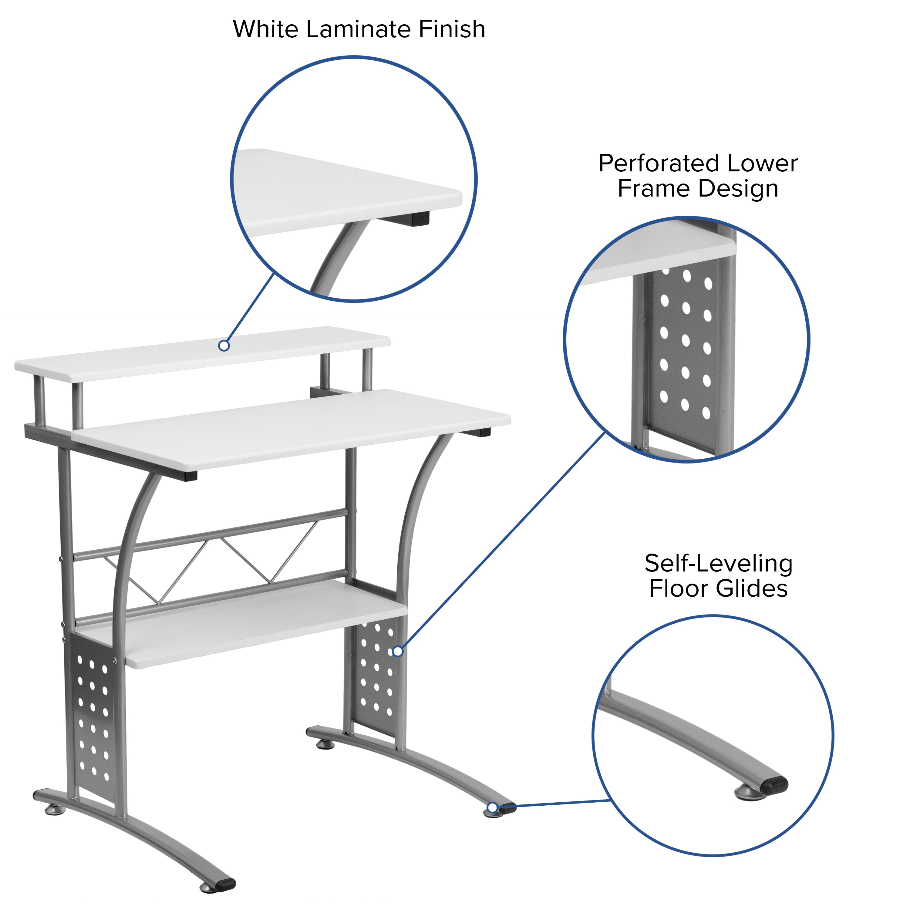 Clifton White Computer Desk