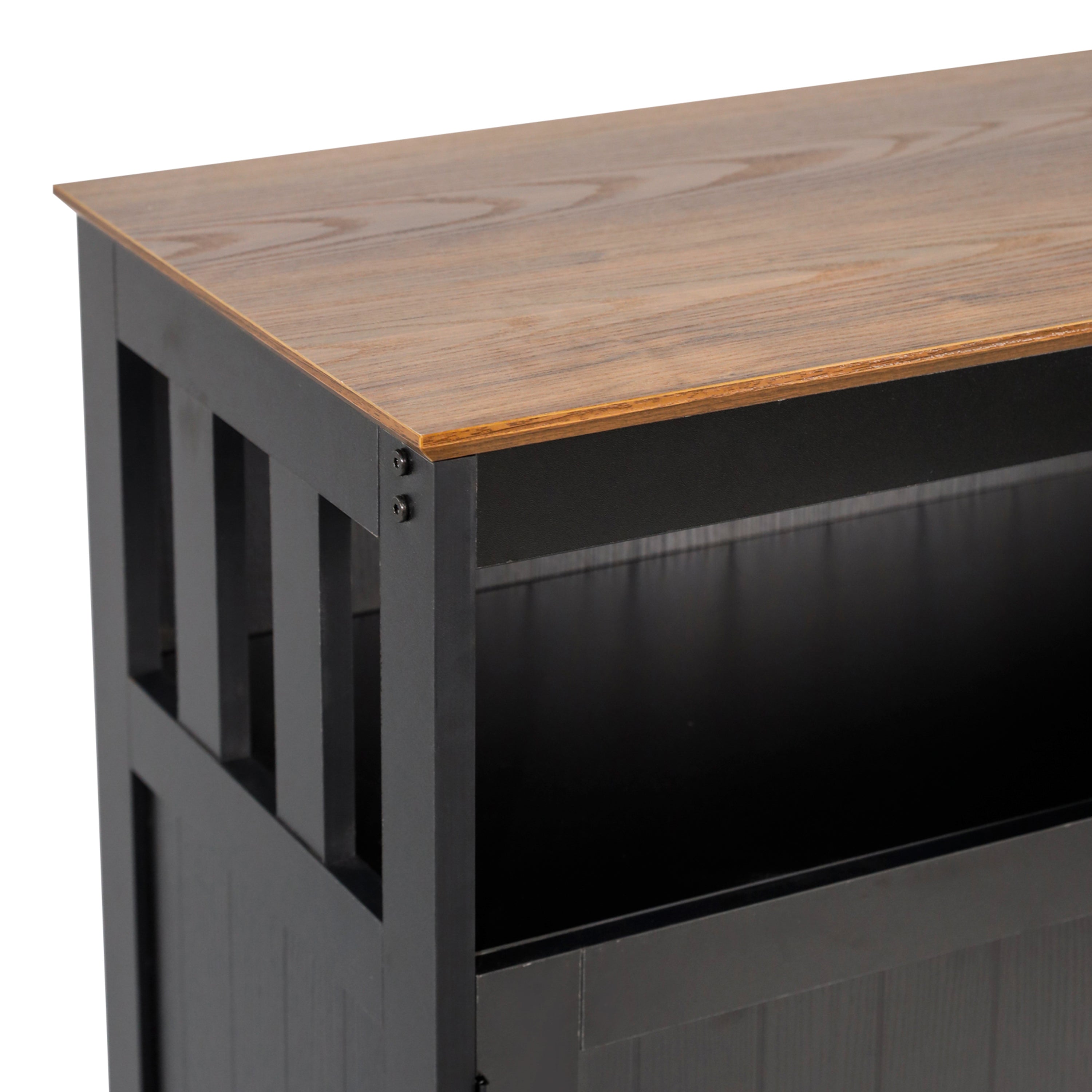 Mayfield 40" Classic Buffet and Sideboard with Double Door Storage Cabinet and Open Storage Shelf in Black with Walnut Finish Top