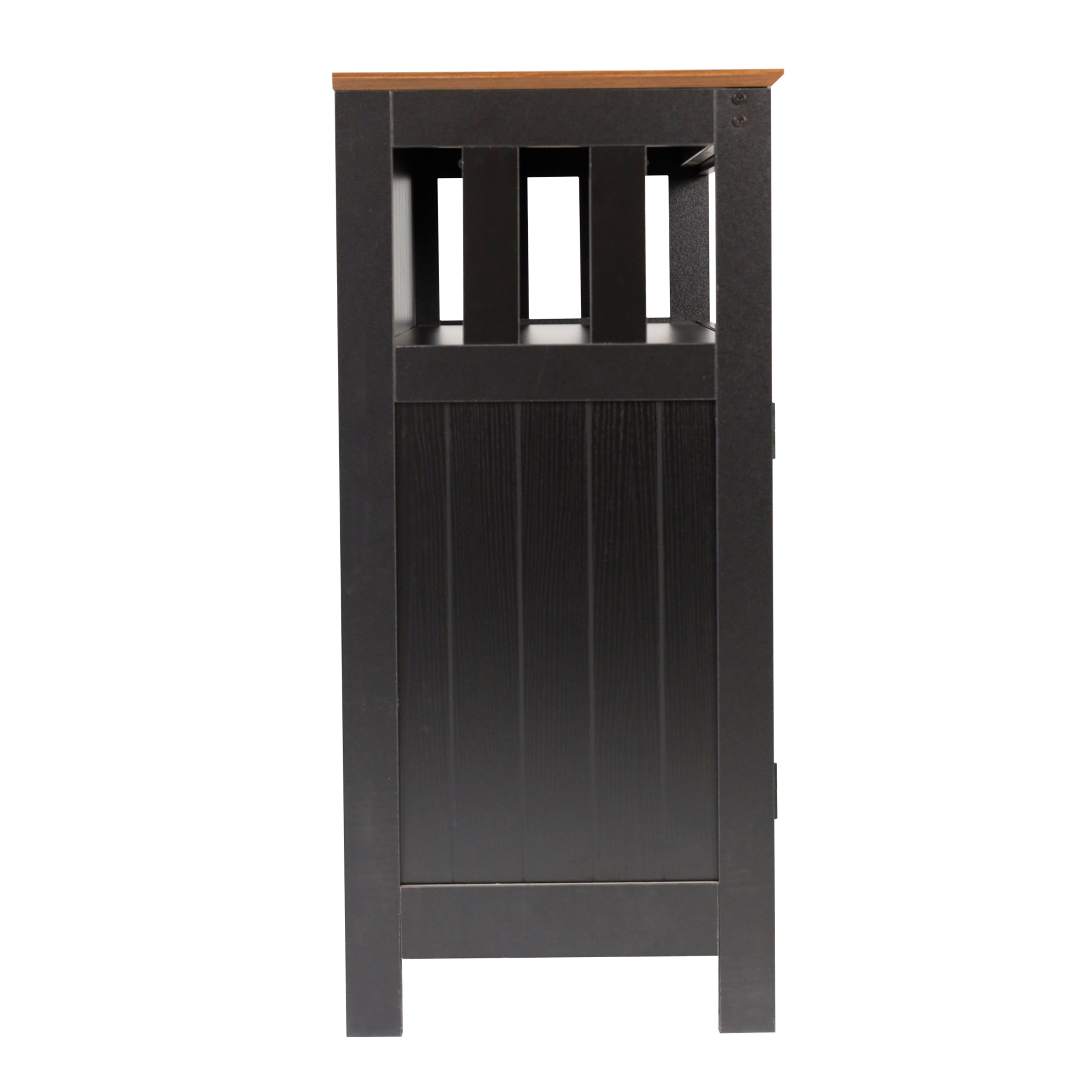 Mayfield 40" Classic Buffet and Sideboard with Double Door Storage Cabinet and Open Storage Shelf in Black with Walnut Finish Top