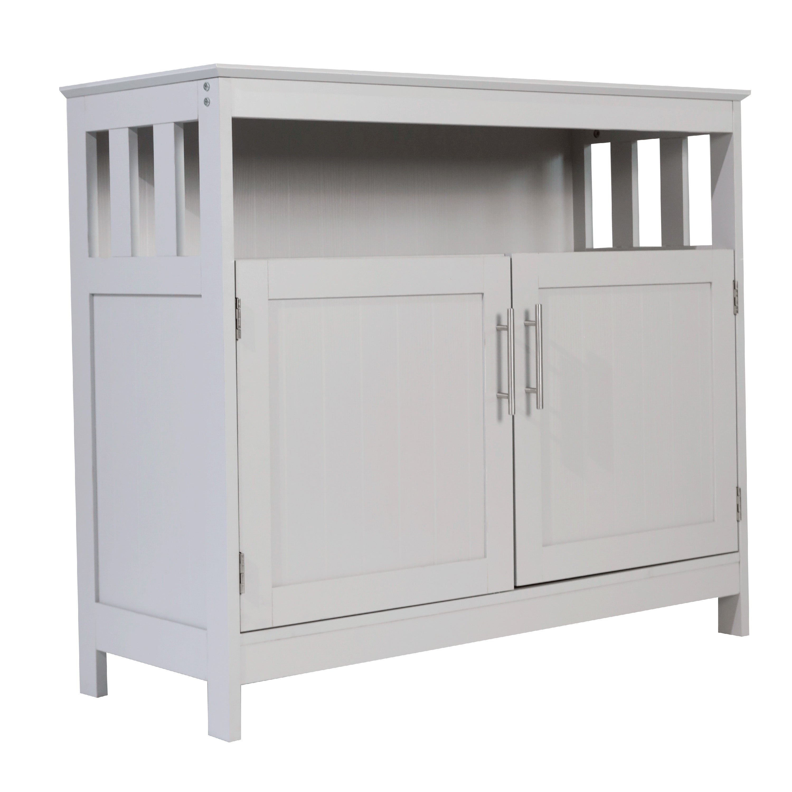Mayfield 40" Classic Buffet and Sideboard with Double Door Storage Cabinet and Open Storage Shelf in Gray