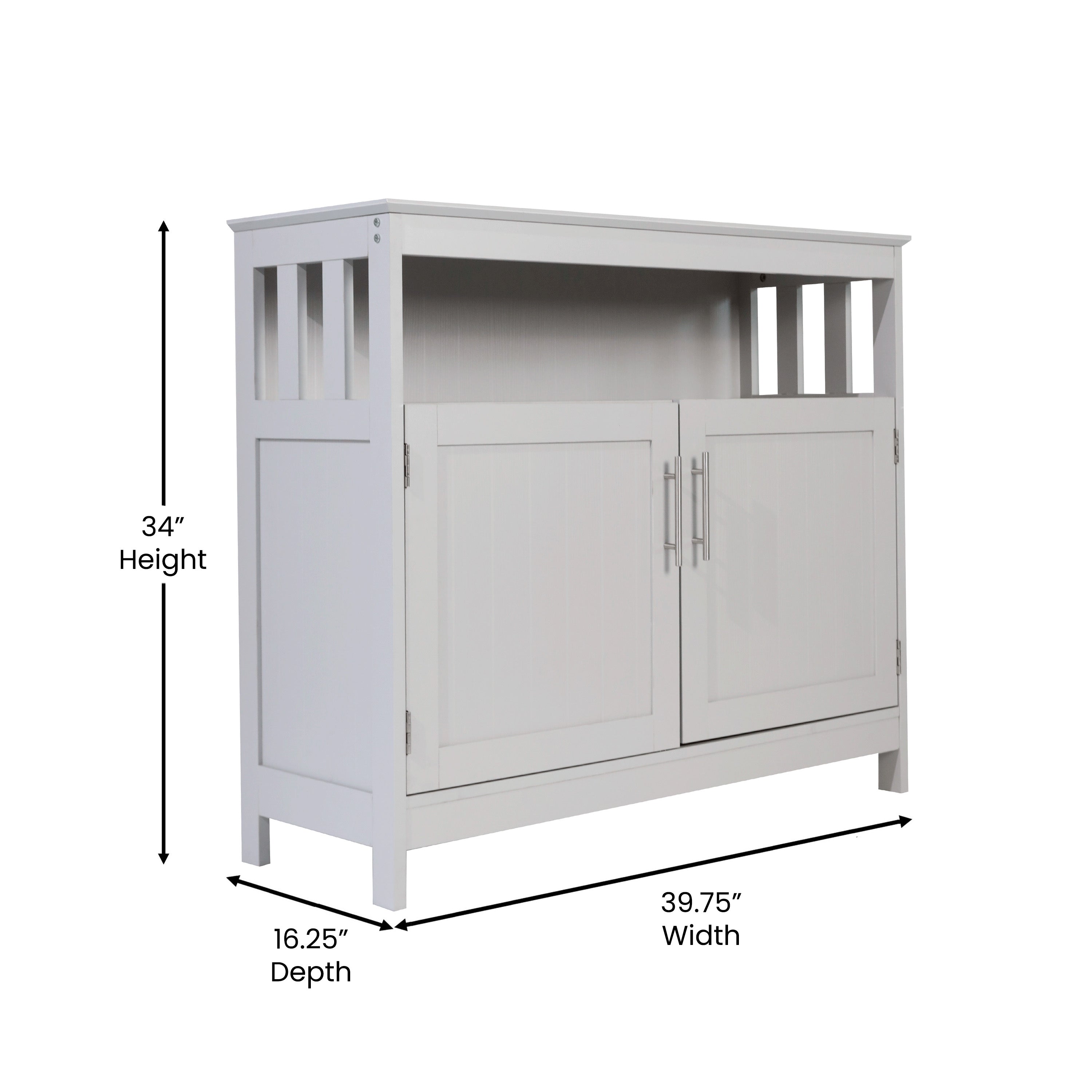 Mayfield 40" Classic Buffet and Sideboard with Double Door Storage Cabinet and Open Storage Shelf in Gray