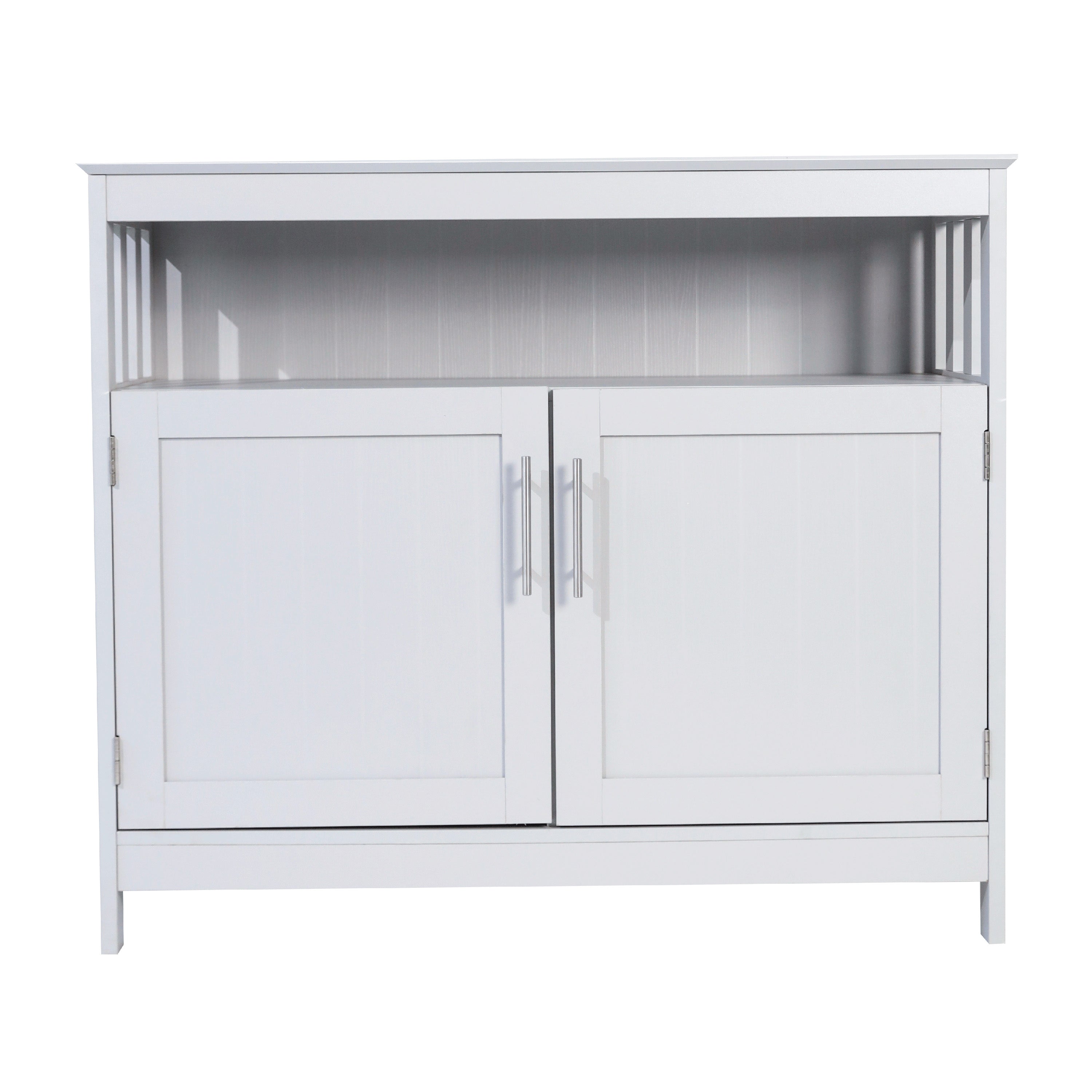 Mayfield 40" Classic Buffet and Sideboard with Double Door Storage Cabinet and Open Storage Shelf in Gray