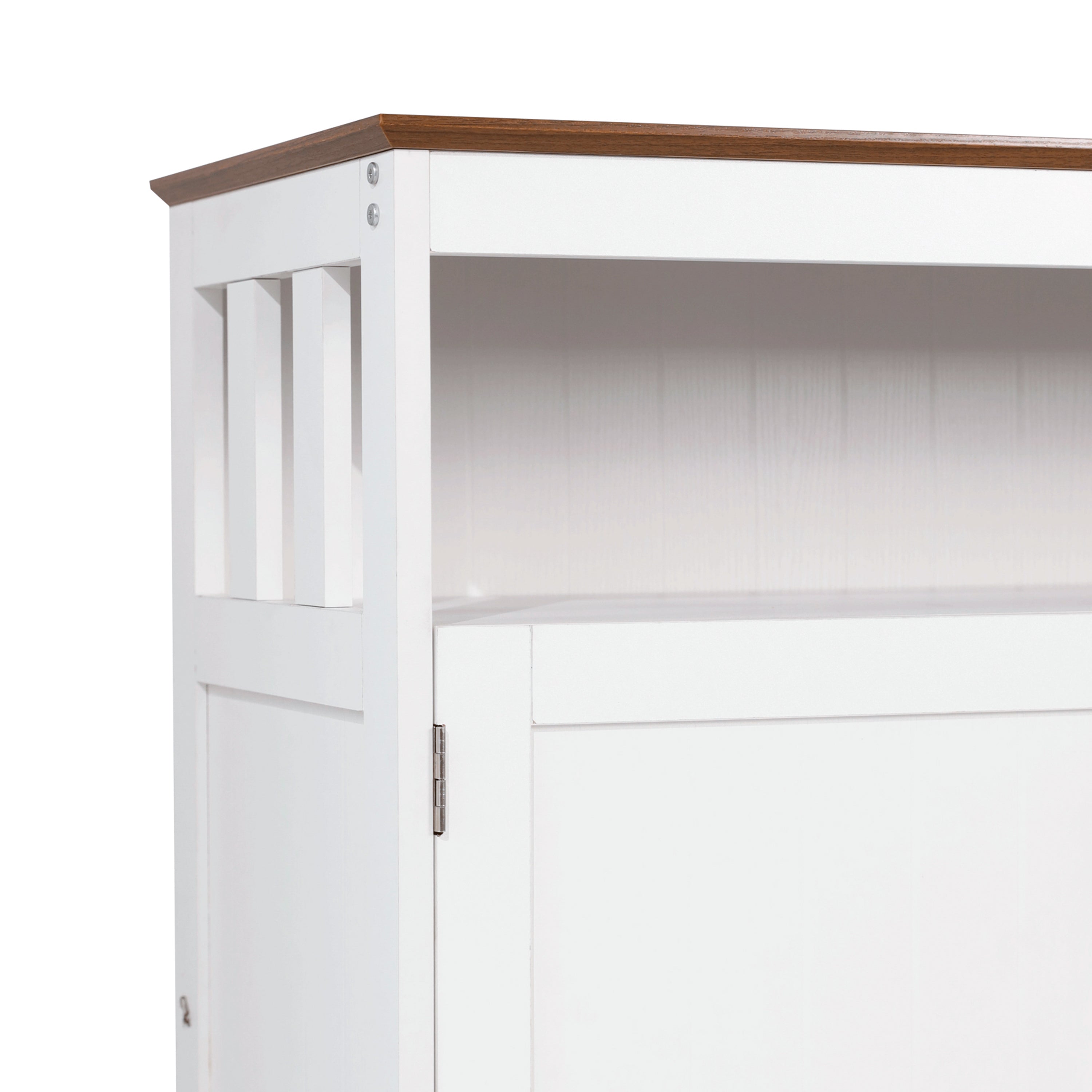 Mayfield 40" Classic Buffet and Sideboard with Double Door Storage Cabinet and Open Storage Shelf in White with Walnut Finish Top