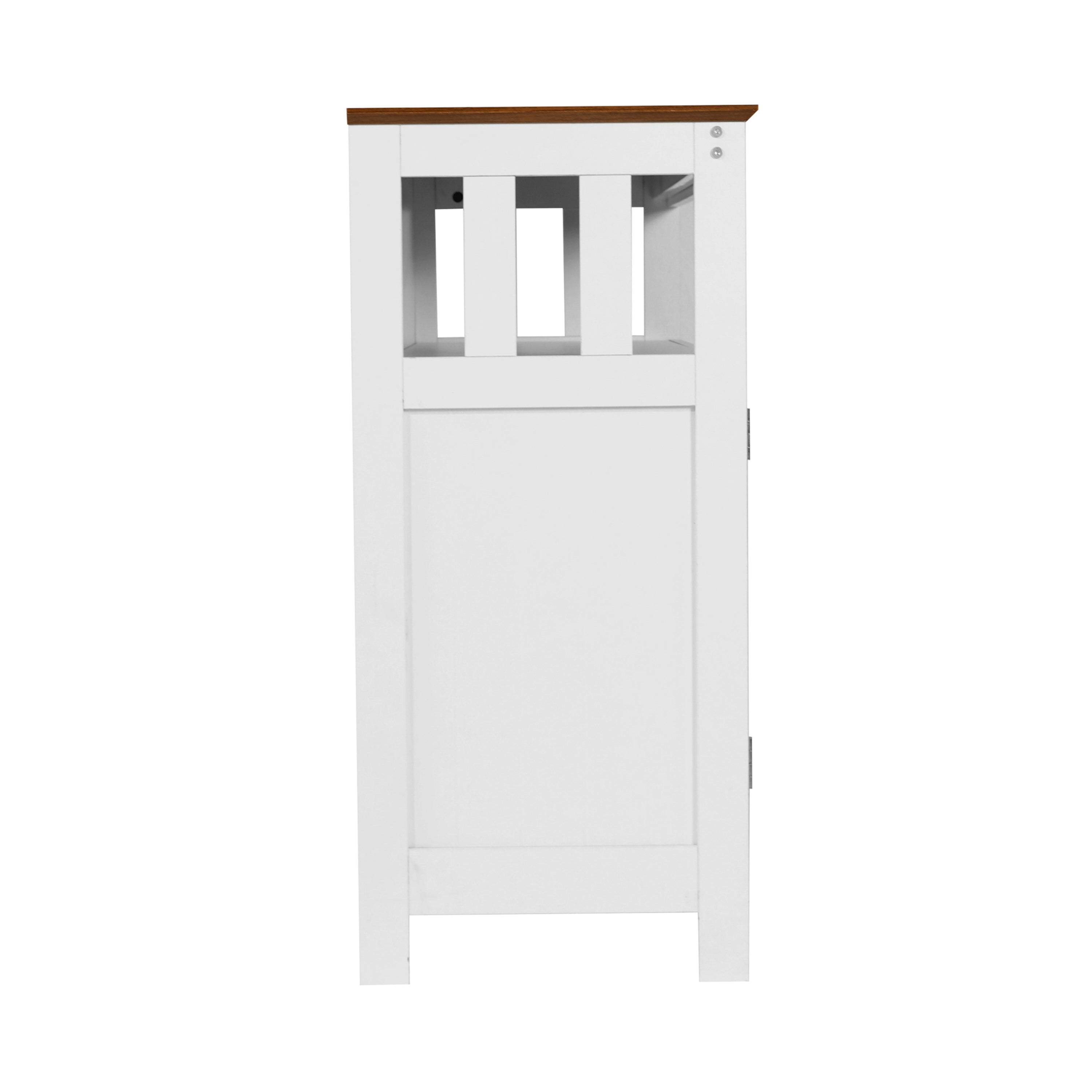 Mayfield 40" Classic Buffet and Sideboard with Double Door Storage Cabinet and Open Storage Shelf in White with Walnut Finish Top