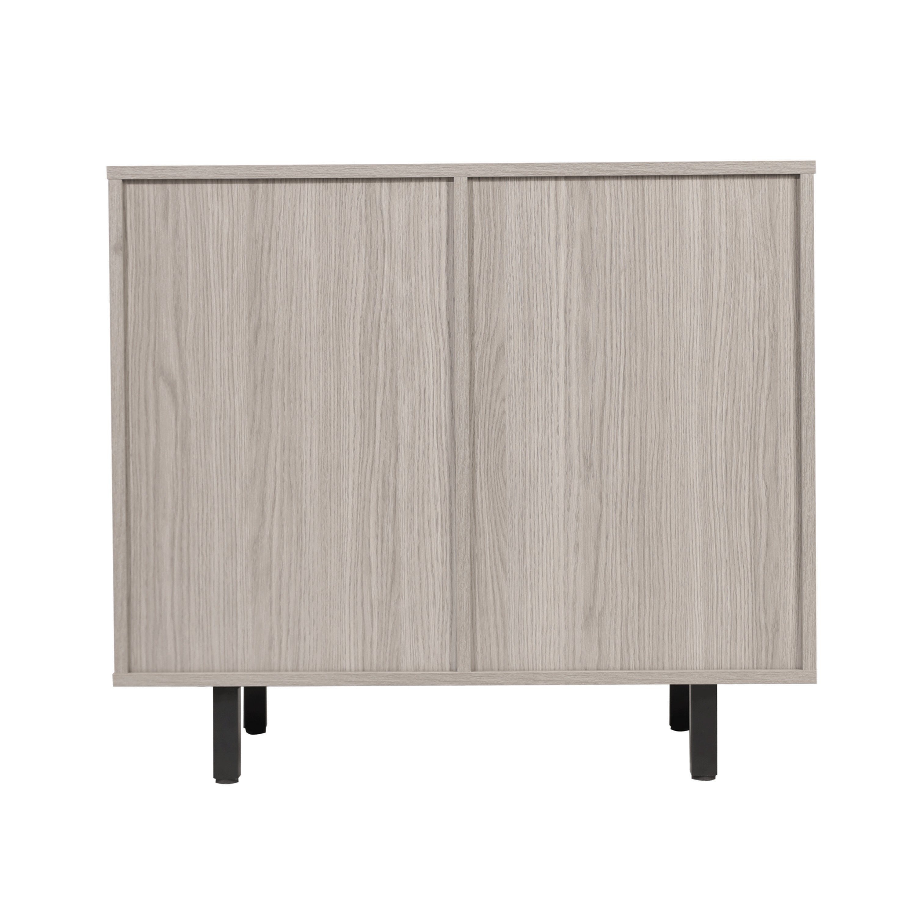 Elmont Classic Bar and Sideboard with Shaker Style Single Door Cabinet with Hanging Glass Storage and Open Bottle Shelves, Gray