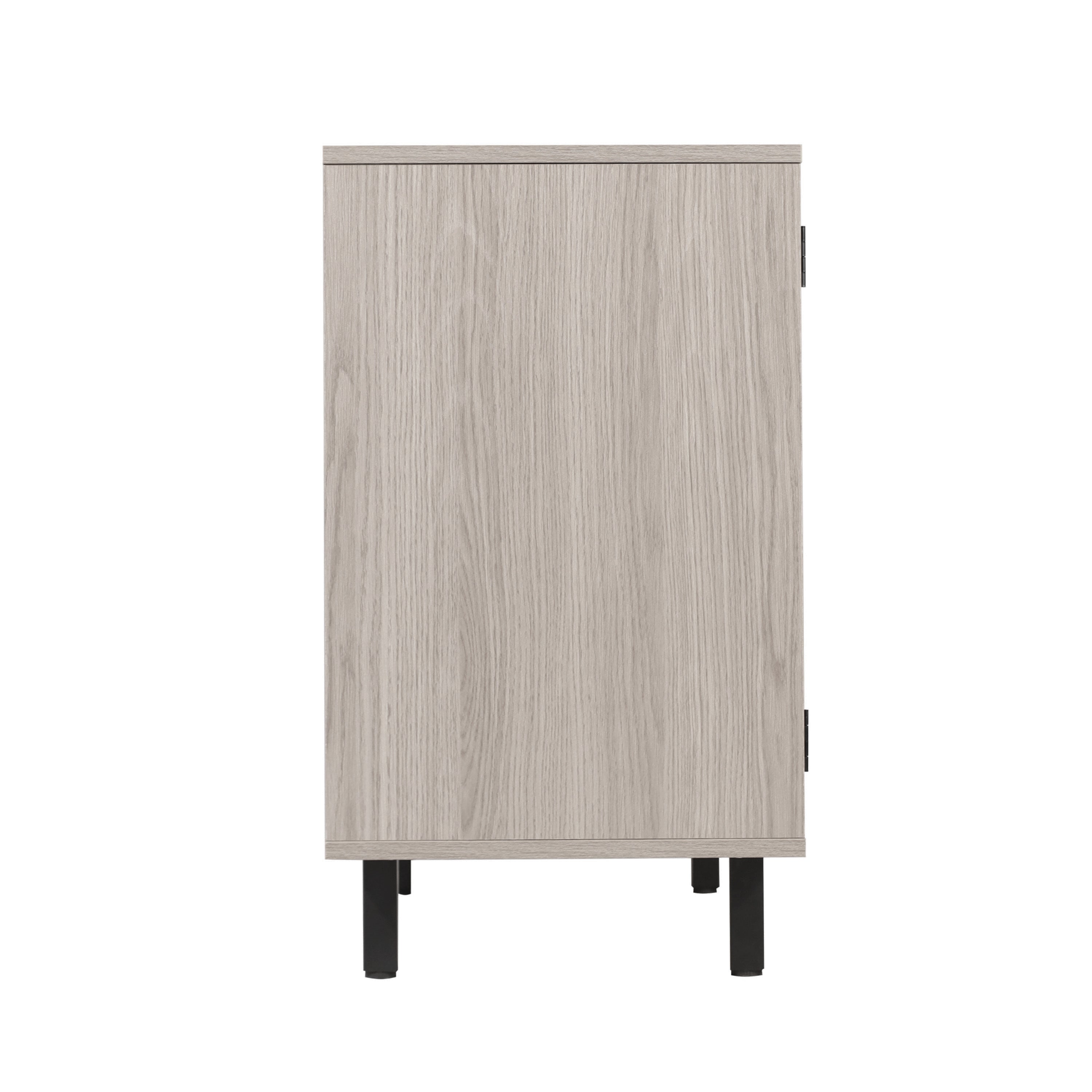 Elmont Classic Bar and Sideboard with Shaker Style Single Door Cabinet with Hanging Glass Storage and Open Bottle Shelves, Gray