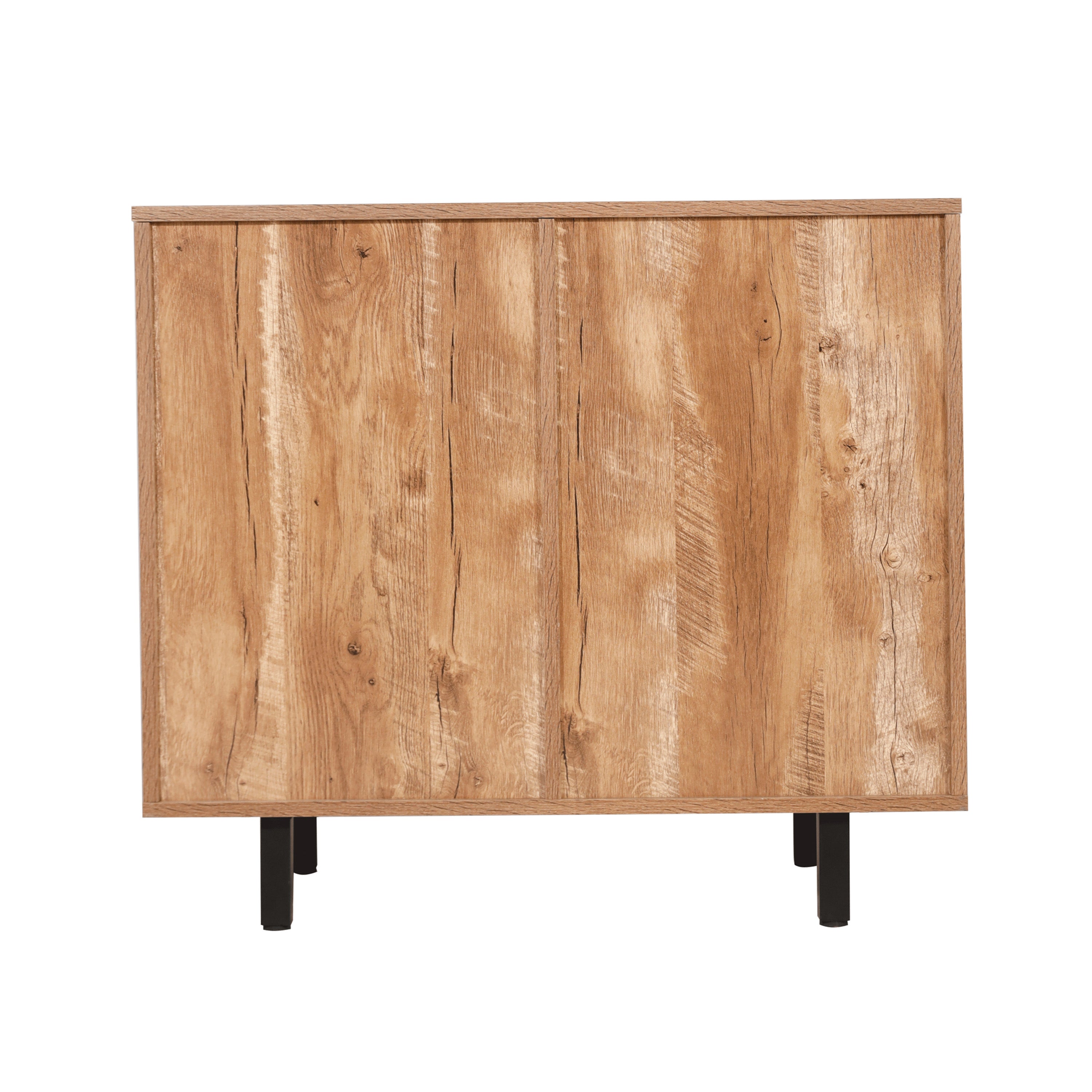 Elmont Classic Bar and Sideboard with Shaker Style Single Door Cabinet with Hanging Glass Storage and Open Bottle Shelves, Light Brown