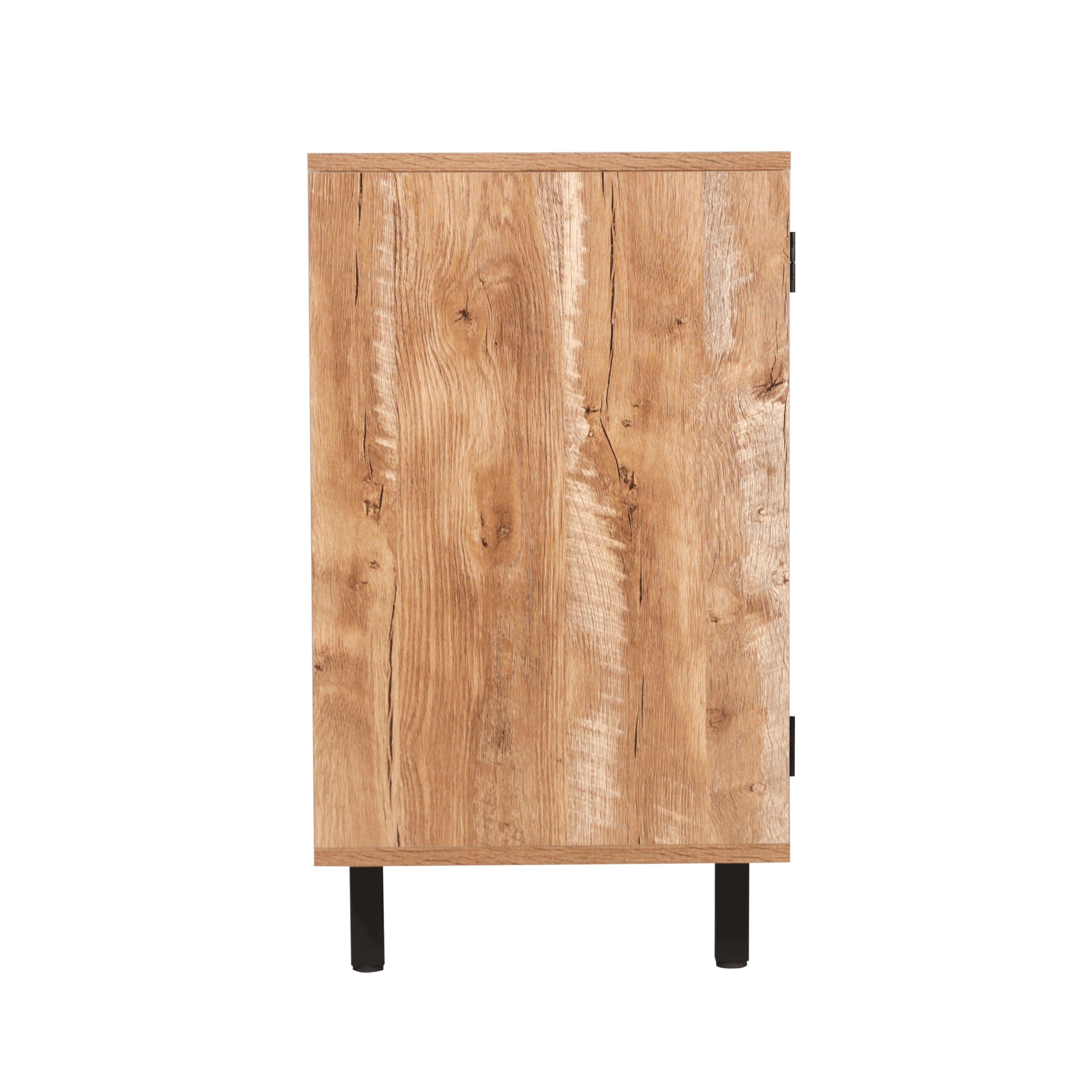 Elmont Classic Bar and Sideboard with Shaker Style Single Door Cabinet with Hanging Glass Storage and Open Bottle Shelves, Light Brown