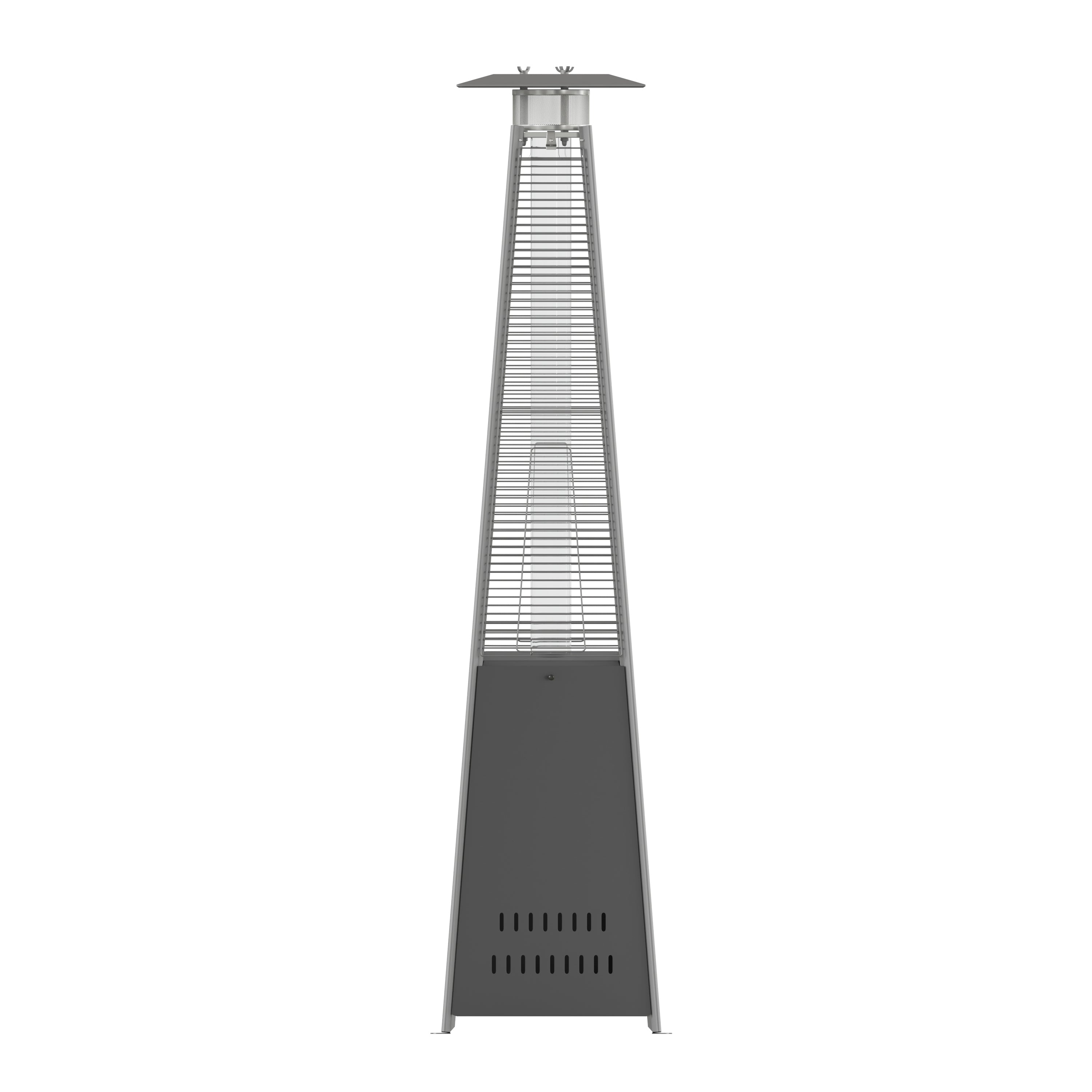 Sol Patio Outdoor Heating-Slate Gray Stainless Steel Pyramid 42,000 BTU Propane Heater with Wheels for Commercial & Residential Use
