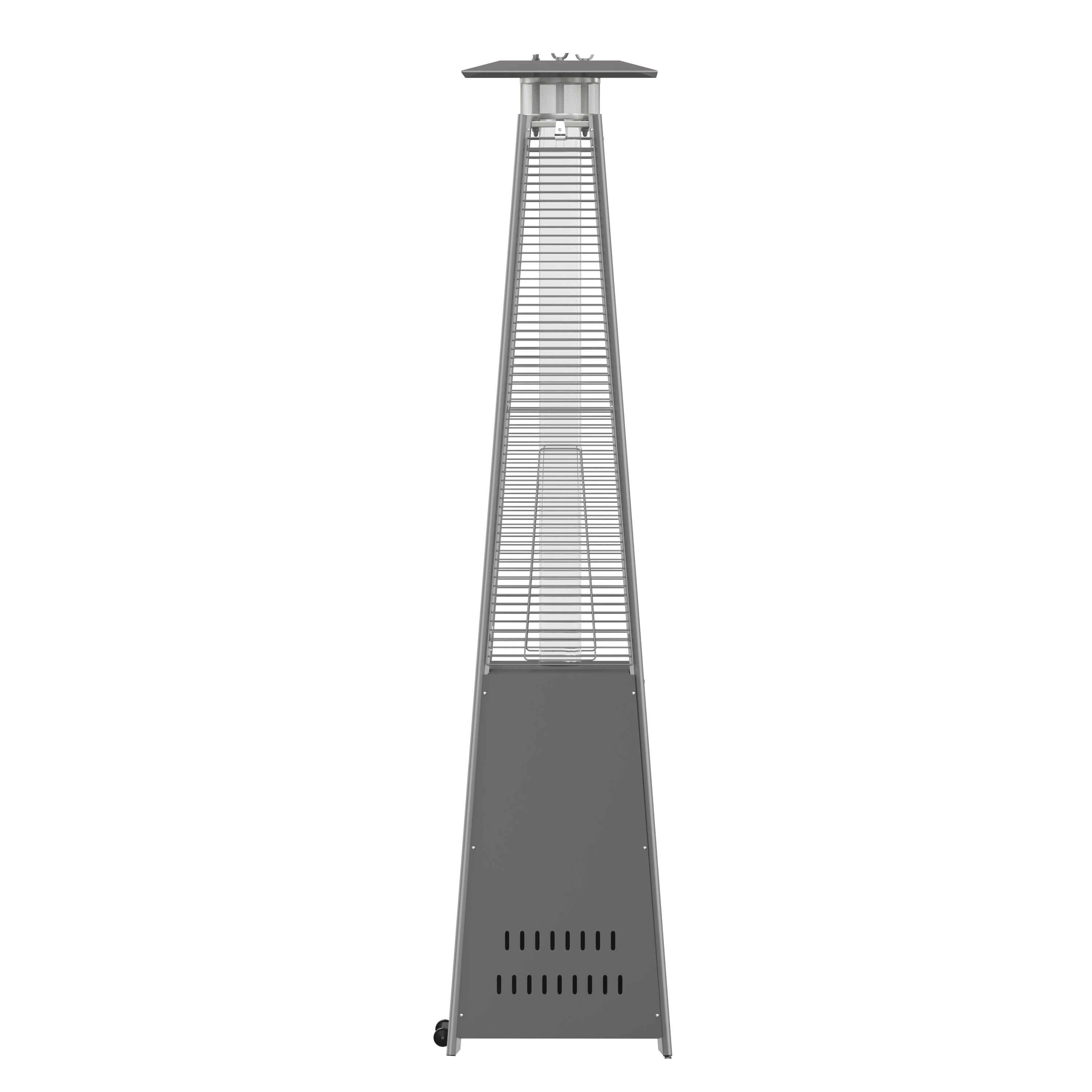Sol Patio Outdoor Heating-Slate Gray Stainless Steel Pyramid 42,000 BTU Propane Heater with Wheels for Commercial & Residential Use