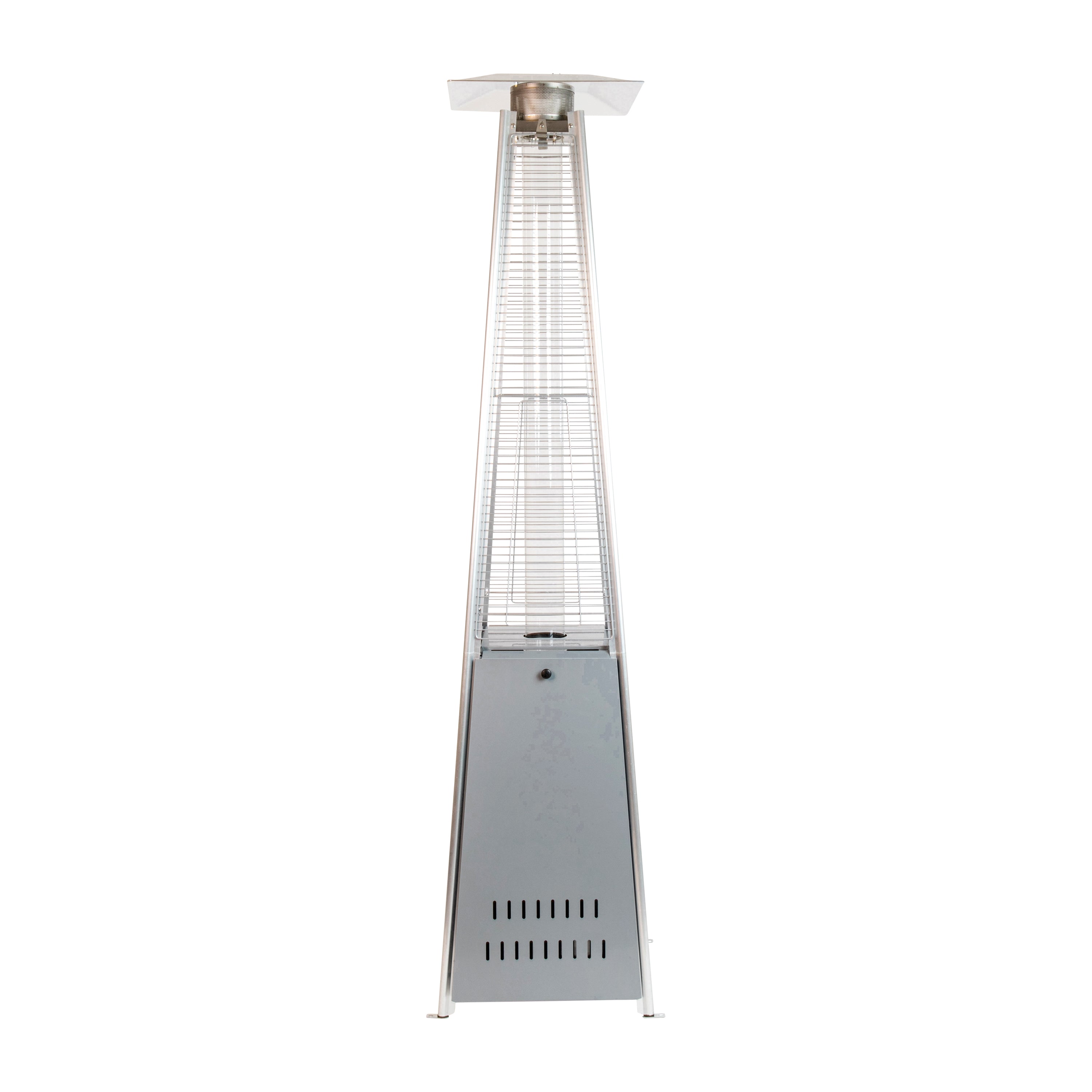 Sol Patio Outdoor Heating-Silver Stainless Steel Pyramid 42,000 BTU Propane Heater with Wheels for Commercial & Residential Use