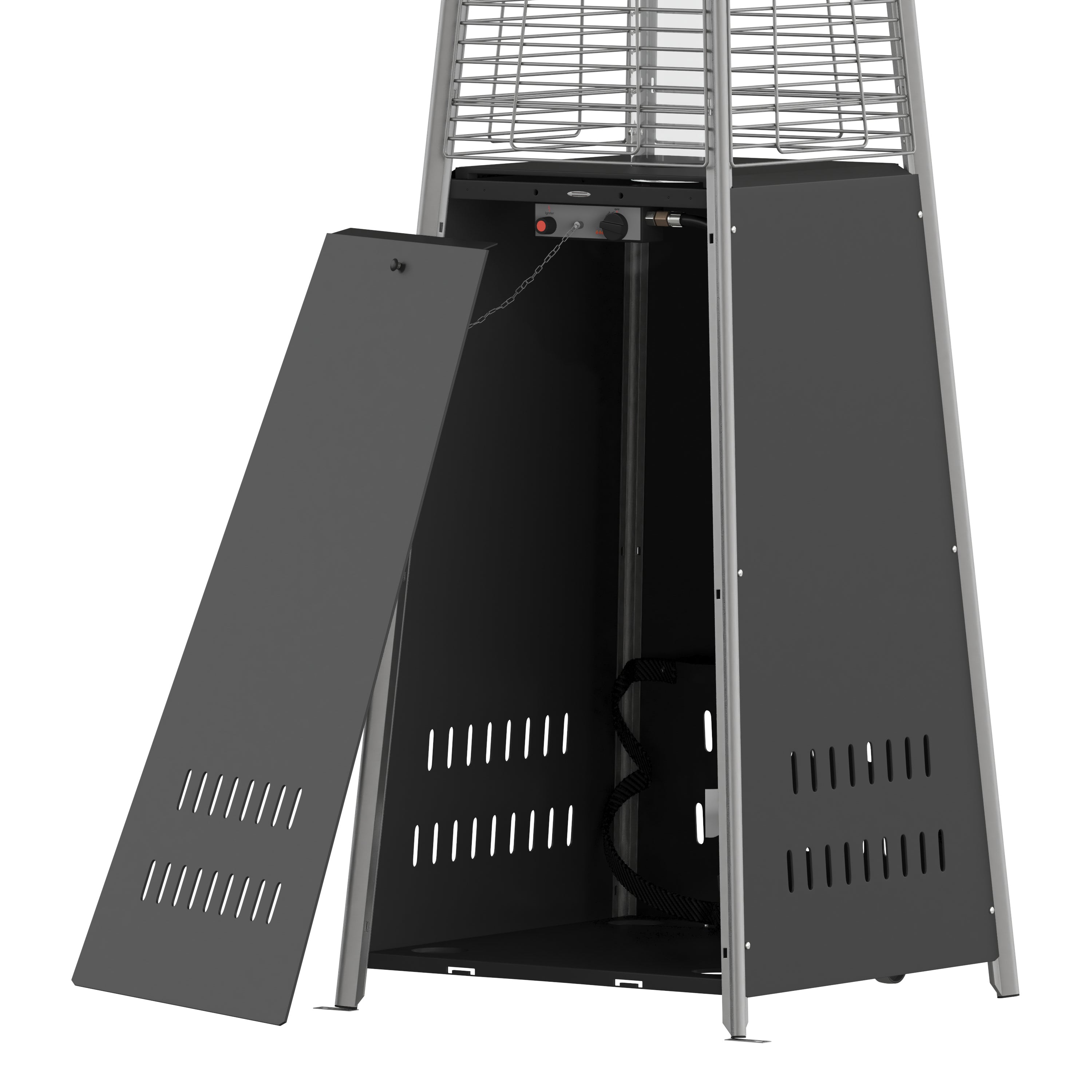 Sol Patio Outdoor Heating-Black Stainless Steel Pyramid 42,000 BTU Propane Heater with Wheels for Commercial & Residential Use