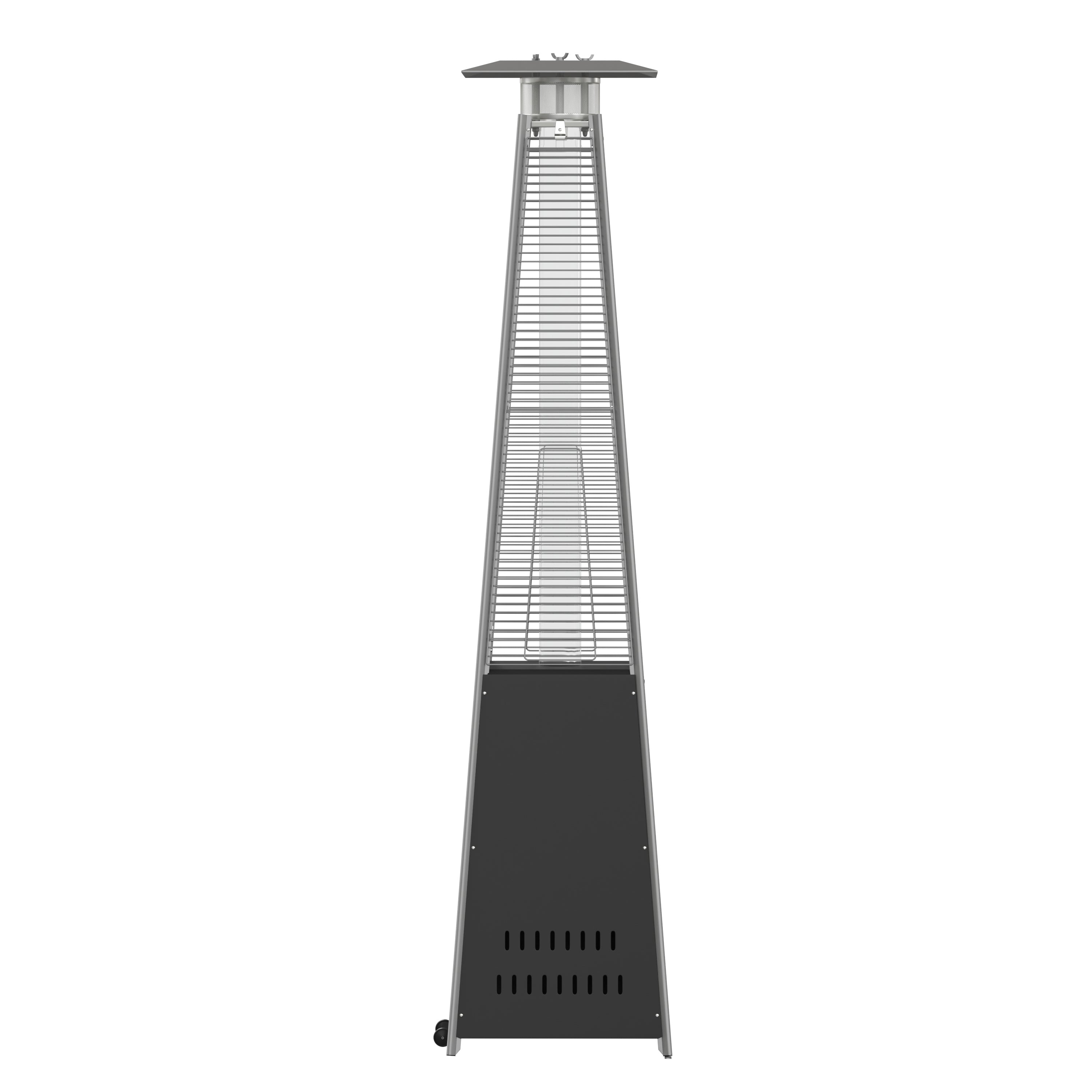 Sol Patio Outdoor Heating-Black Stainless Steel Pyramid 42,000 BTU Propane Heater with Wheels for Commercial & Residential Use
