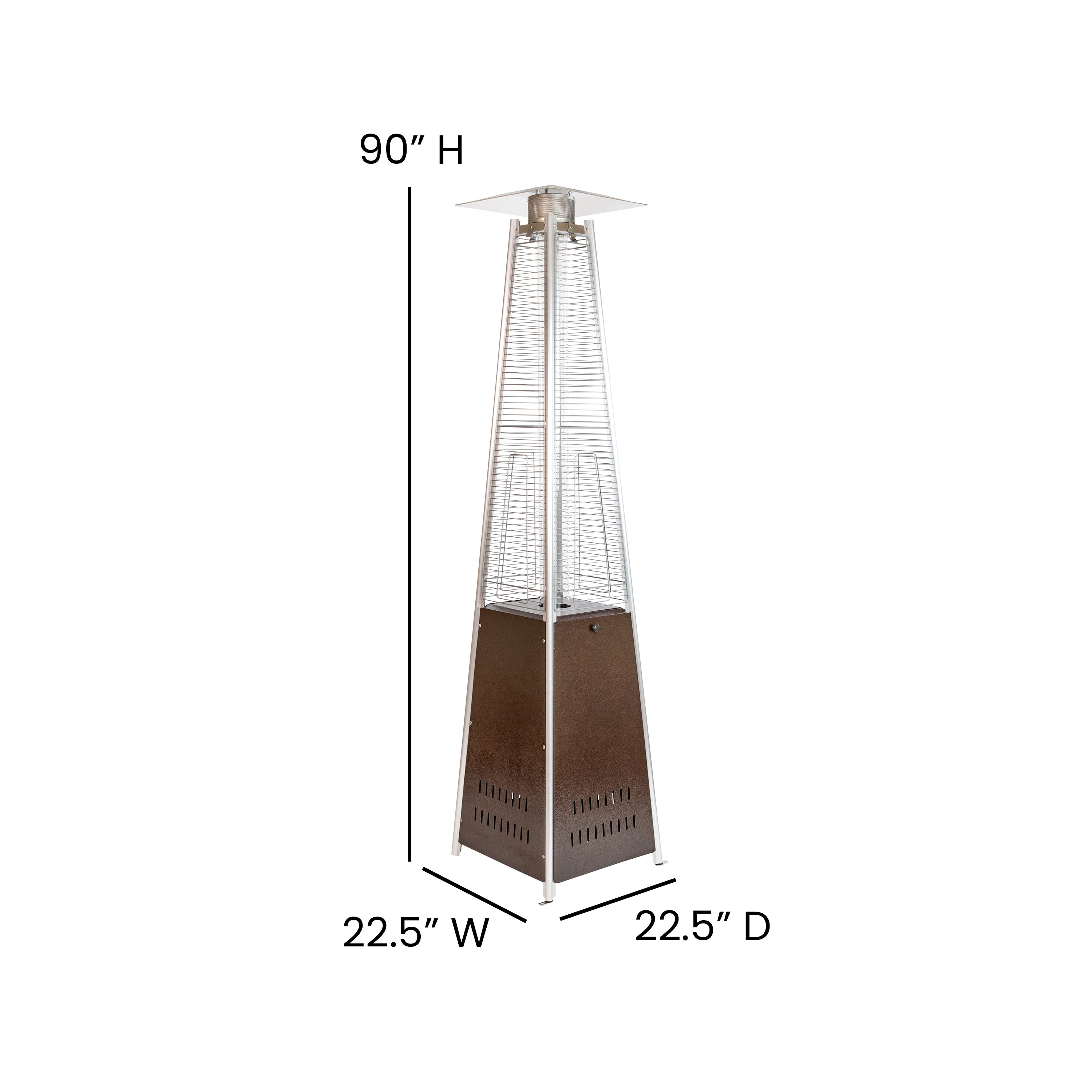 Sol Patio Outdoor Heating-Bronze Stainless Steel Pyramid 42,000 BTU Propane Heater with Wheels for Commercial & Residential Use