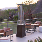 Sol Patio Outdoor Heating-Bronze Stainless Steel Pyramid 42,000 BTU Propane Heater with Wheels for Commercial & Residential Use